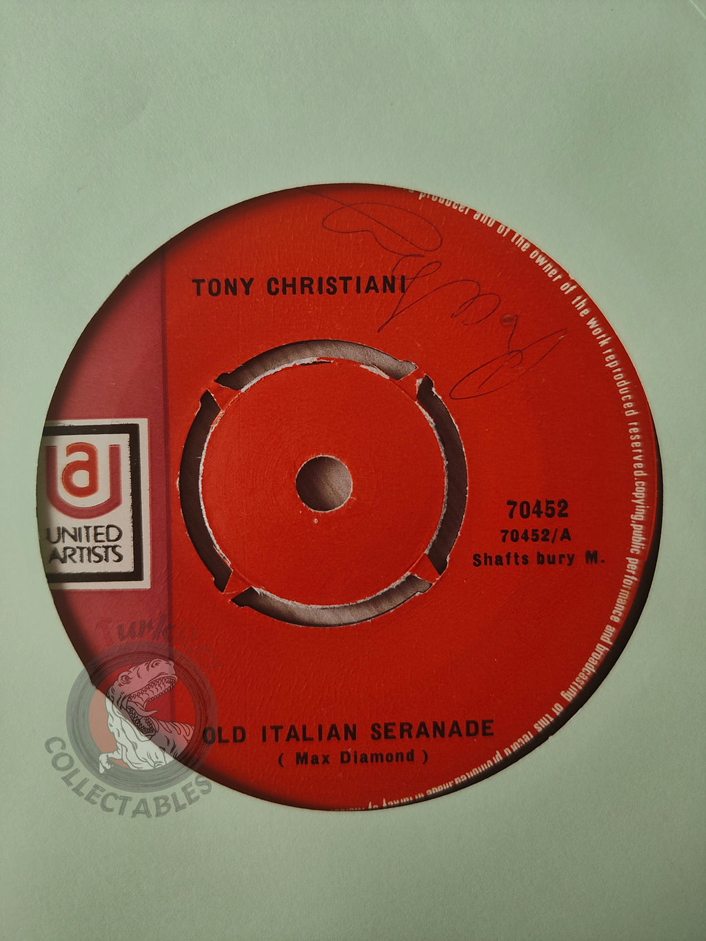 Tony Christiani – Old Italian Serenade 7" Turkish Pressing Vinyl Turkey Edition