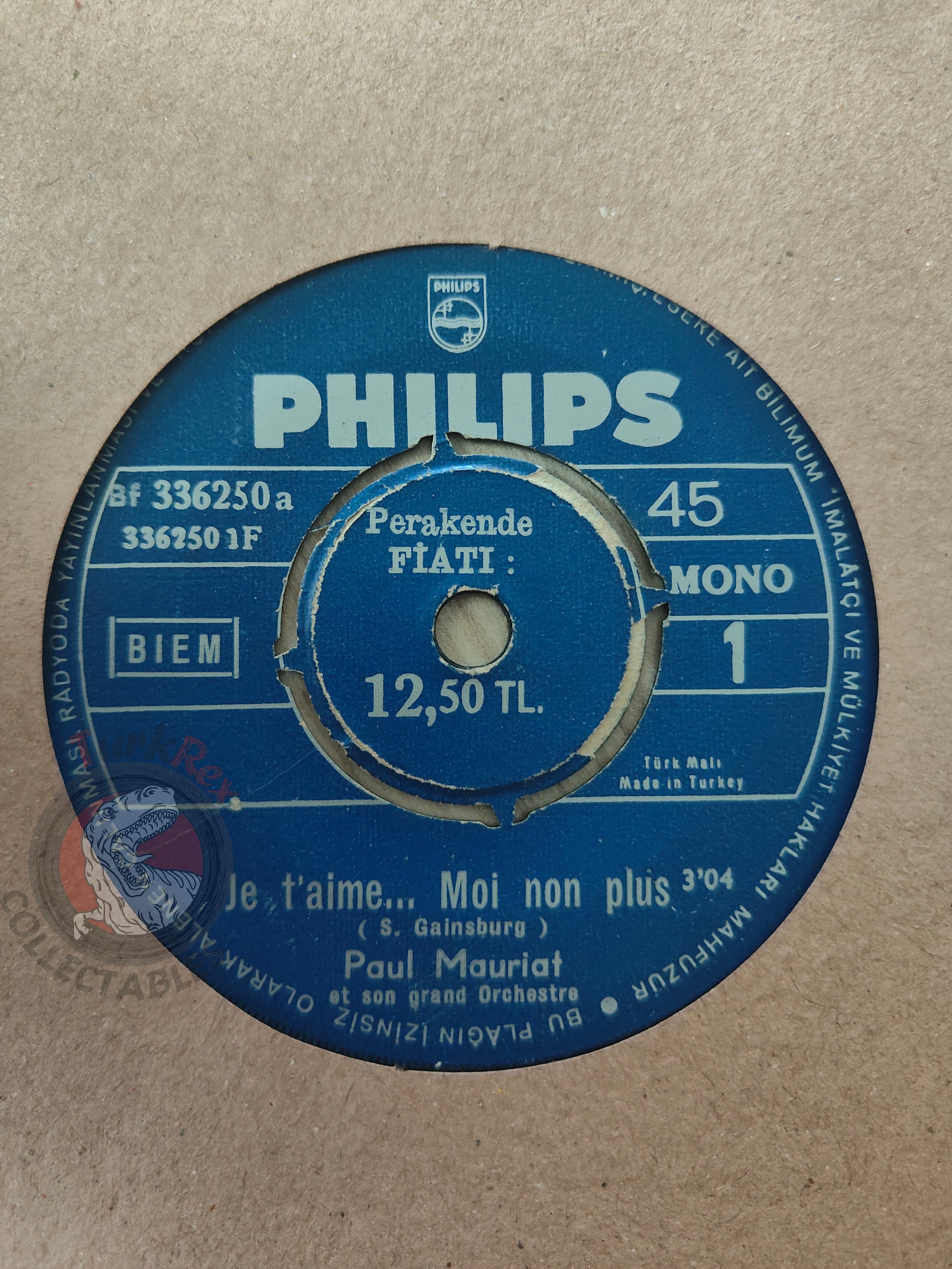 Paul Mauriat – Je T'Aime Moi Non Plus 7" Turkish Pressing Vinyl Turkey Edition