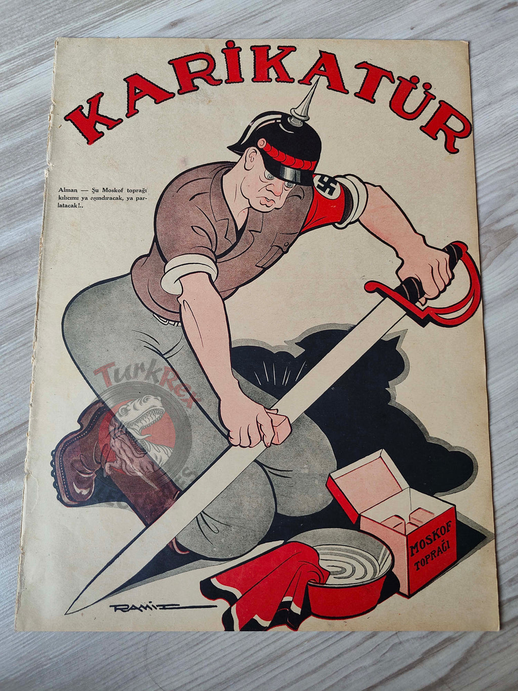 Karikatür 1941 Humor Magazine Turkish Turkey Germany Russia WW2 era Litvinov Syria France