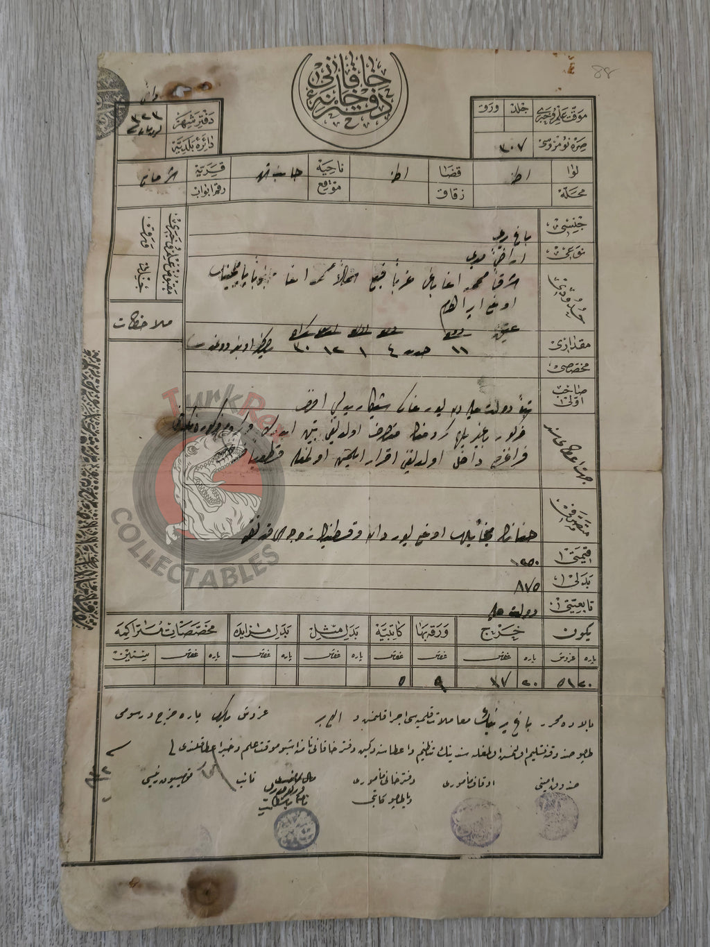 Ottoman 1907 Land Deed Vineyard in Adana Tarsus Greek Citizen Title Deed Rum