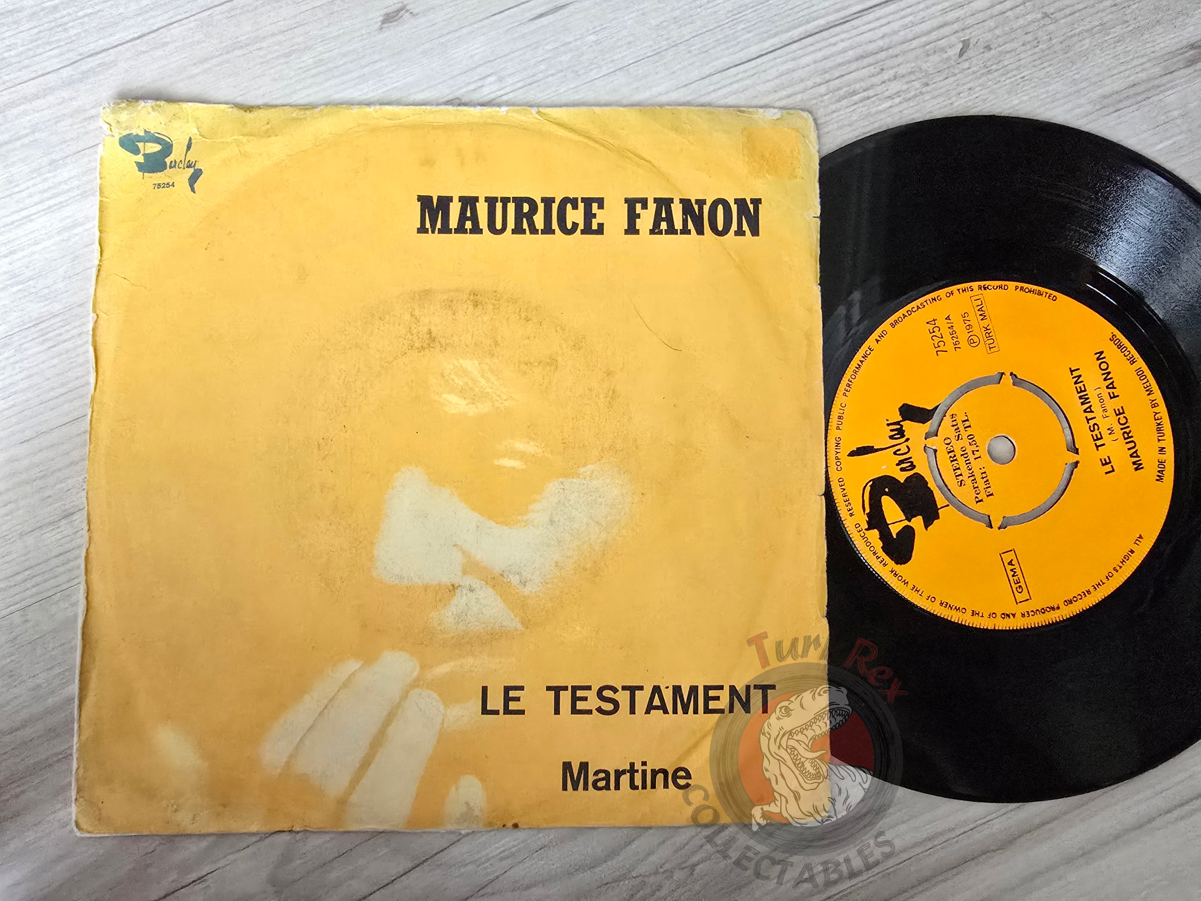 Maurice Fanon – Le Testament 7" Turkish Pressing Vinyl Turkey Edition