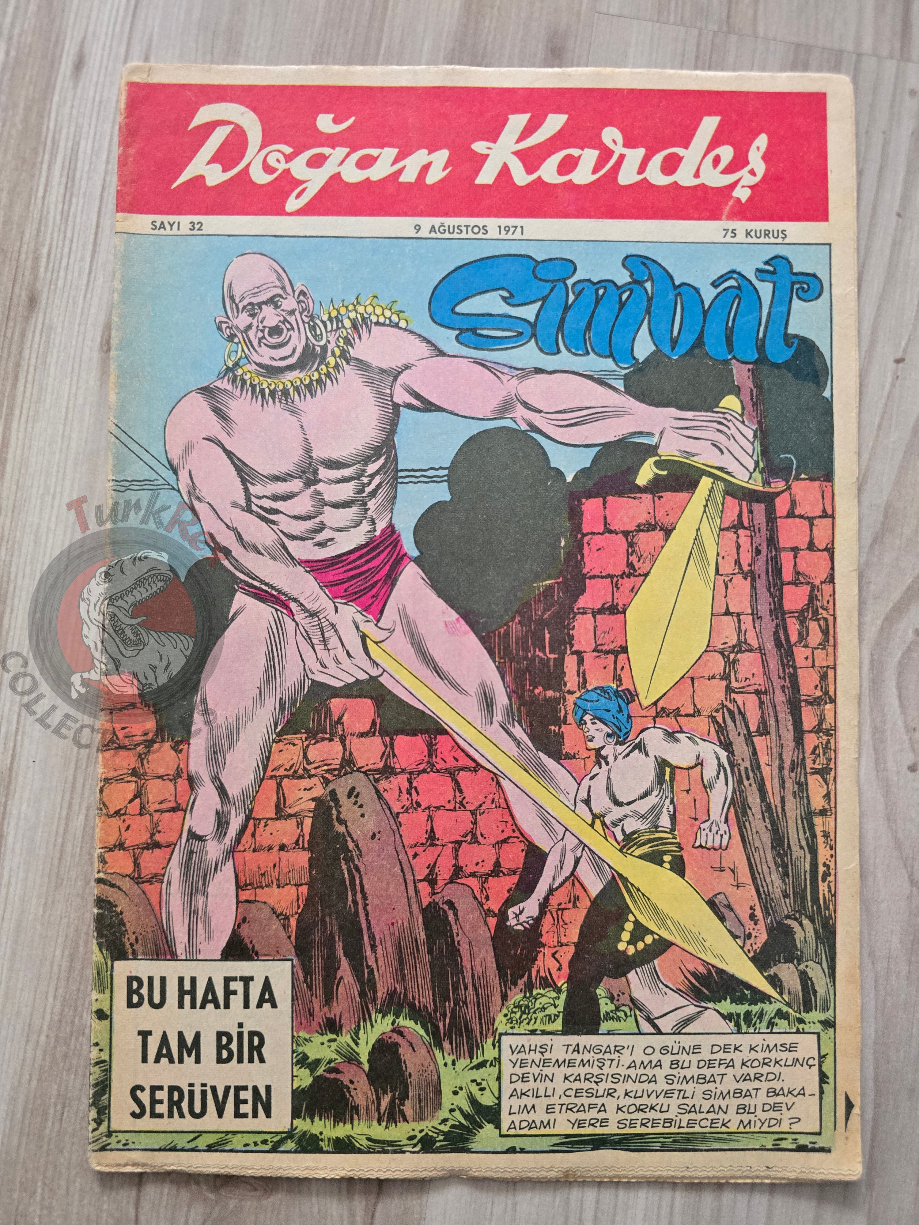 Doğan Kardeş 1971 Magazine #32 Turkish Comic Turkey Sinbad the Sailor Alice In Wonderland