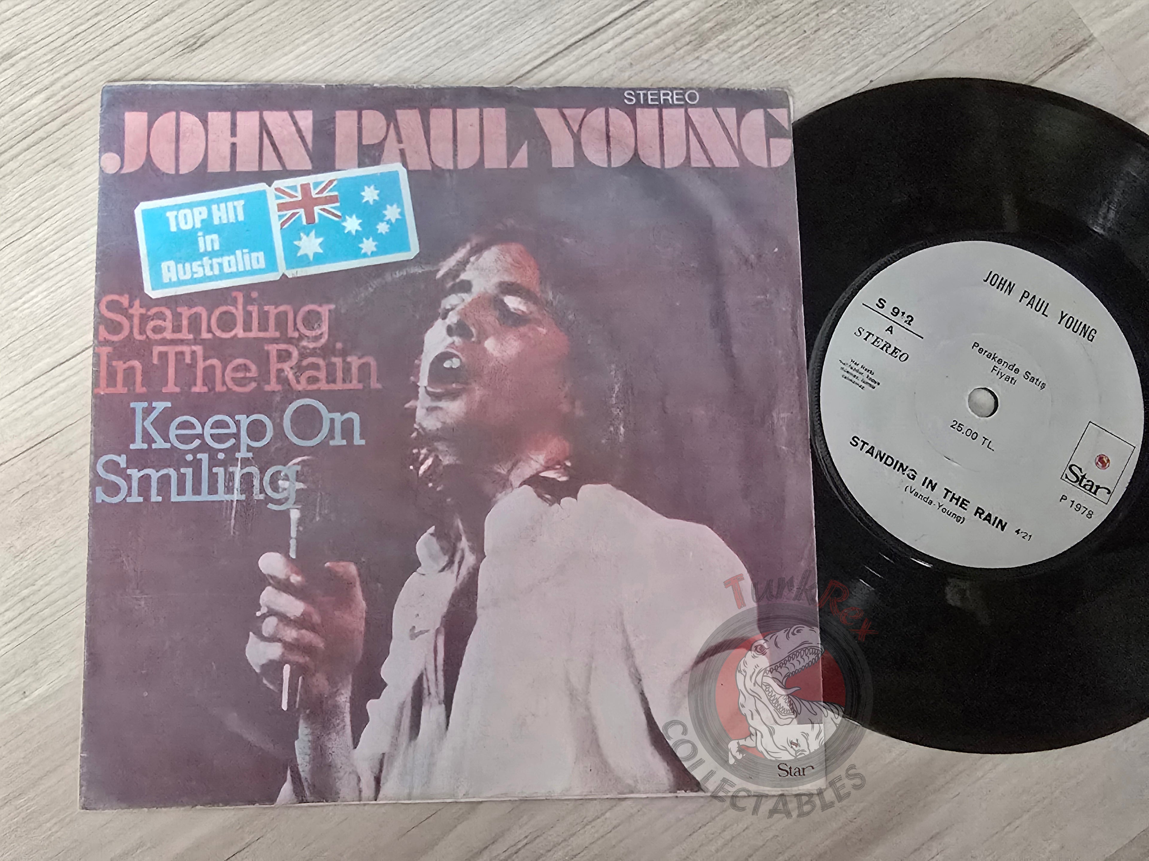 John Paul Young – Standing In The Rain / Keep On Smiling 7" Turkish Pressing Vinyl Turkey Edition