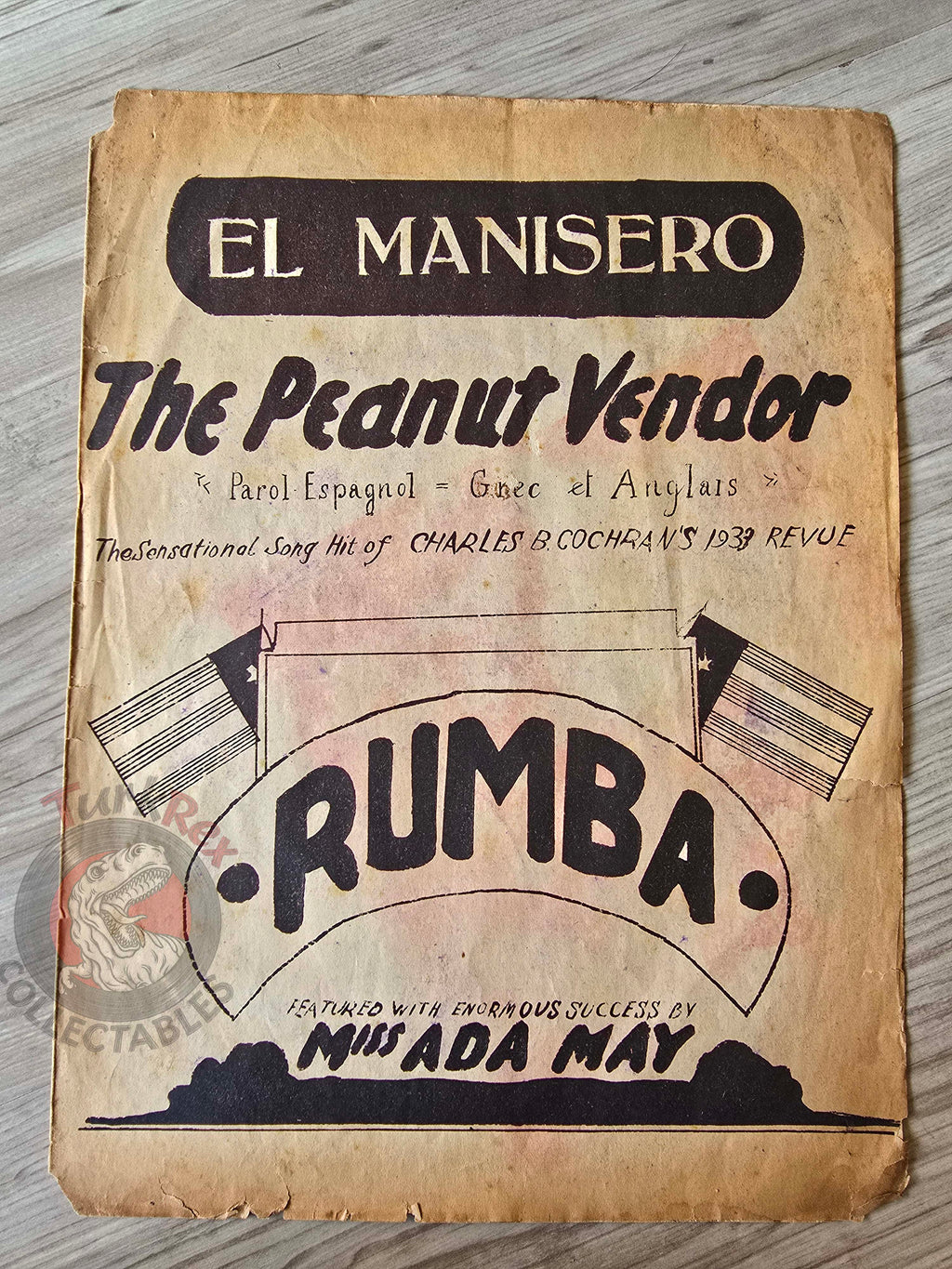 El Manisero (The Peanut Vendor) Greek Vintage Musical Notes Sheet Greece Michalis Gaitanos