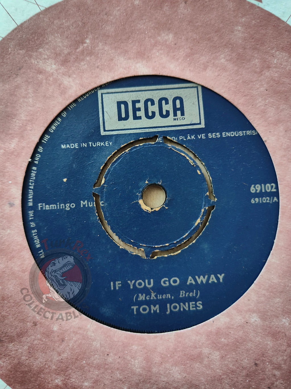 Tom Jones – If You Go Away 7" Turkish Pressing Vinyl Turkey Edition