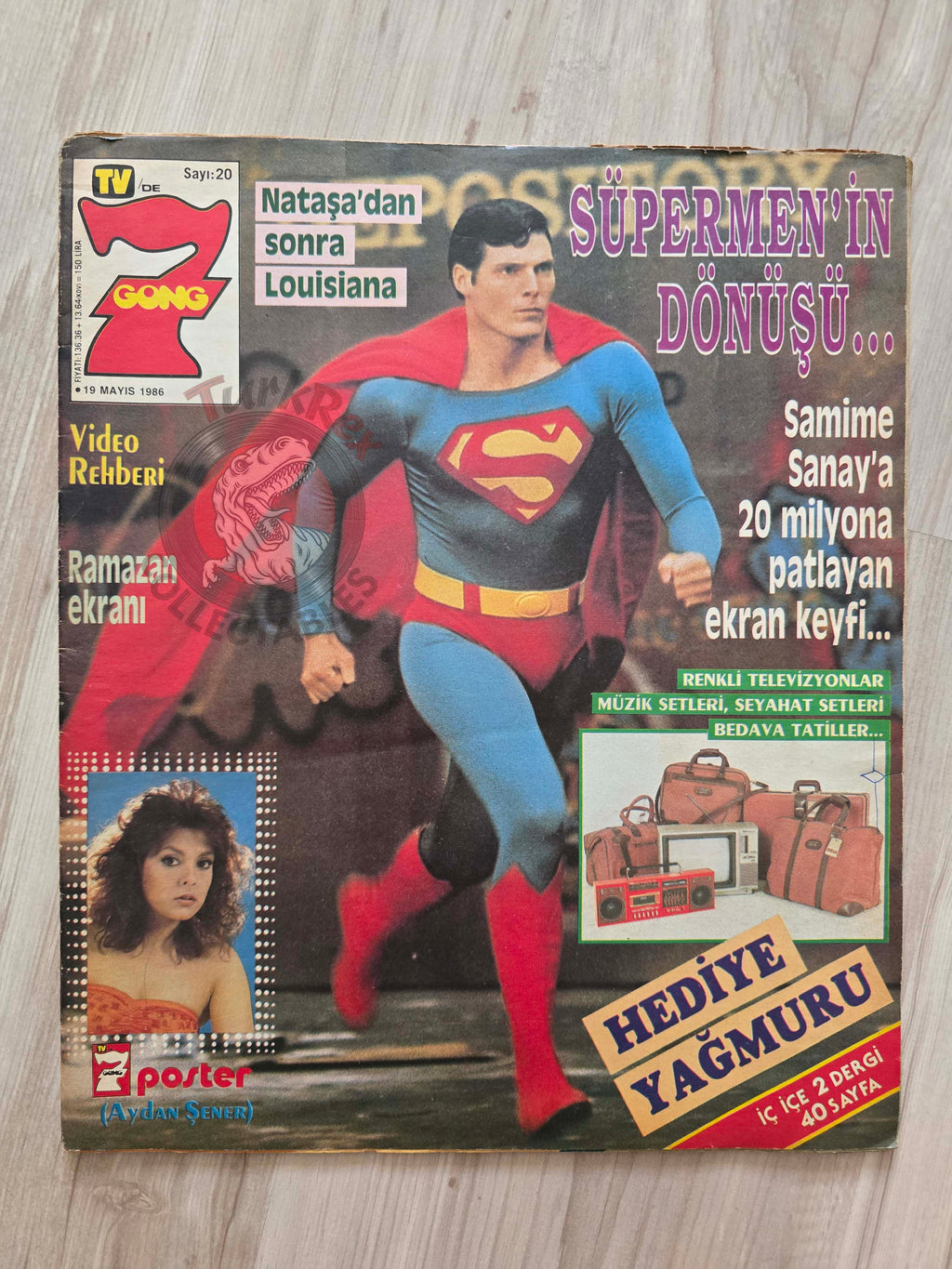 TV'de 7 Gong 1986 Superman Turkish Magazine Turkey Christopher Reeve Madonna