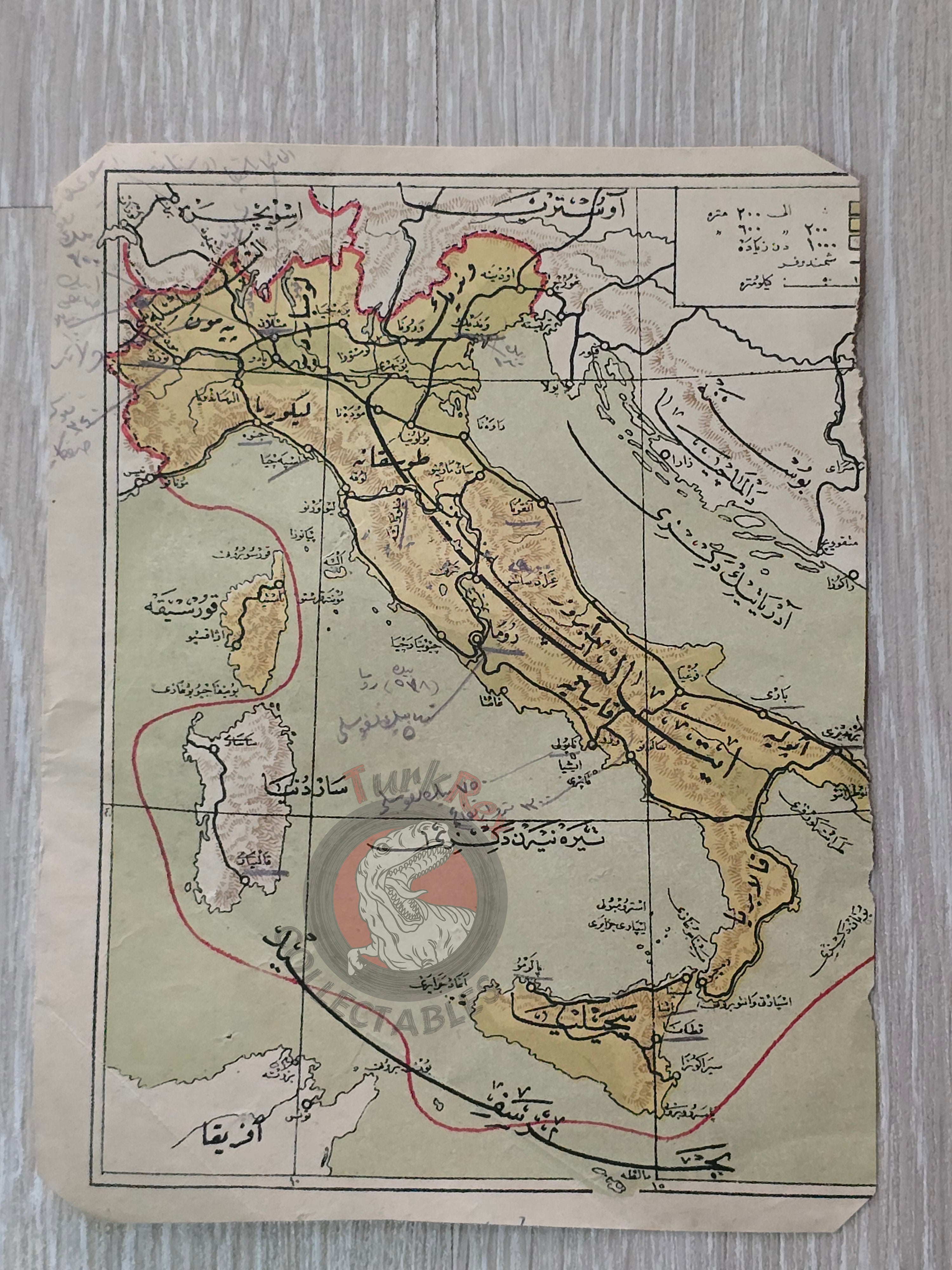 Italy Ottoman Map Ottoman Empire Europe early 20th century Sardegna