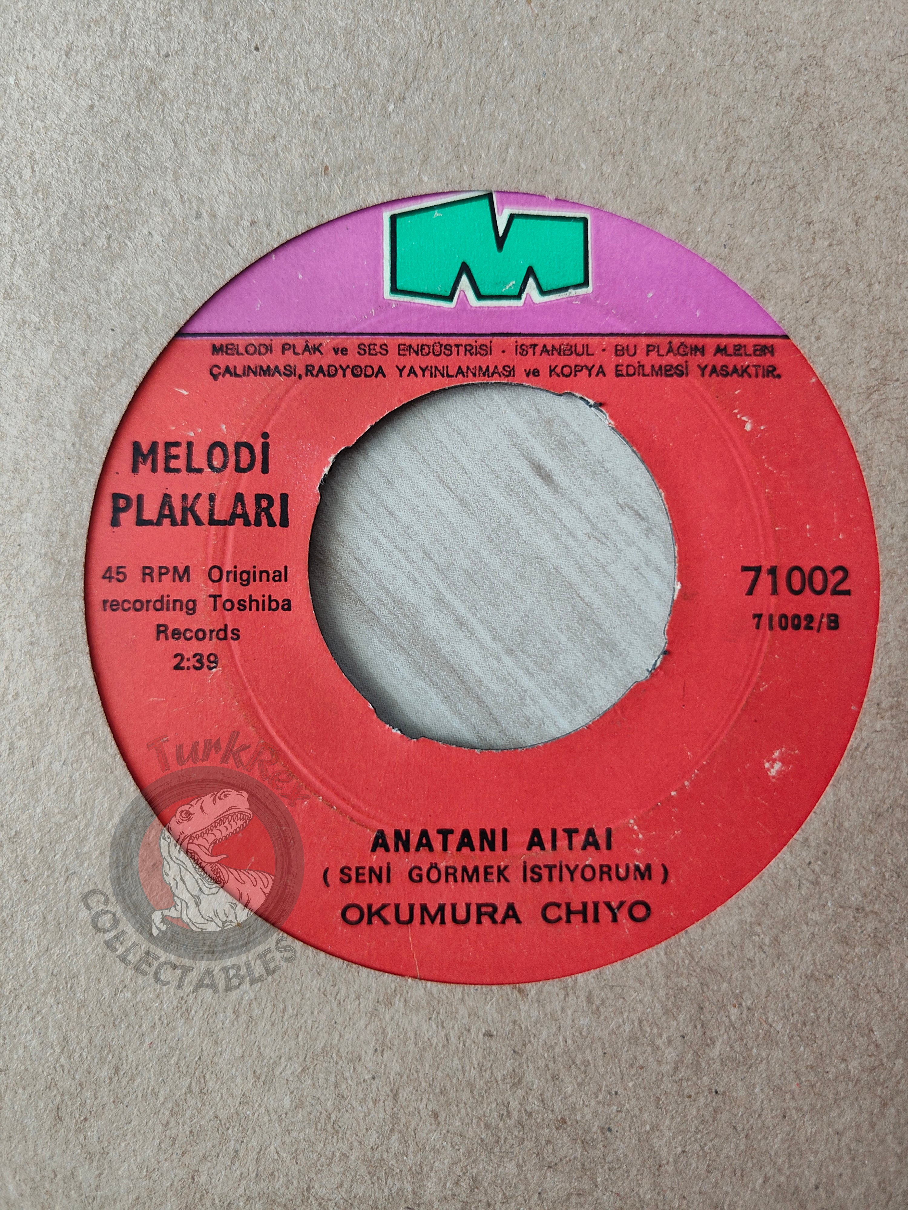 Chiyo Okumura – Kuyashii Keredo Shiawaseyo 7" Turkish Pressing Vinyl Turkey Edition 2