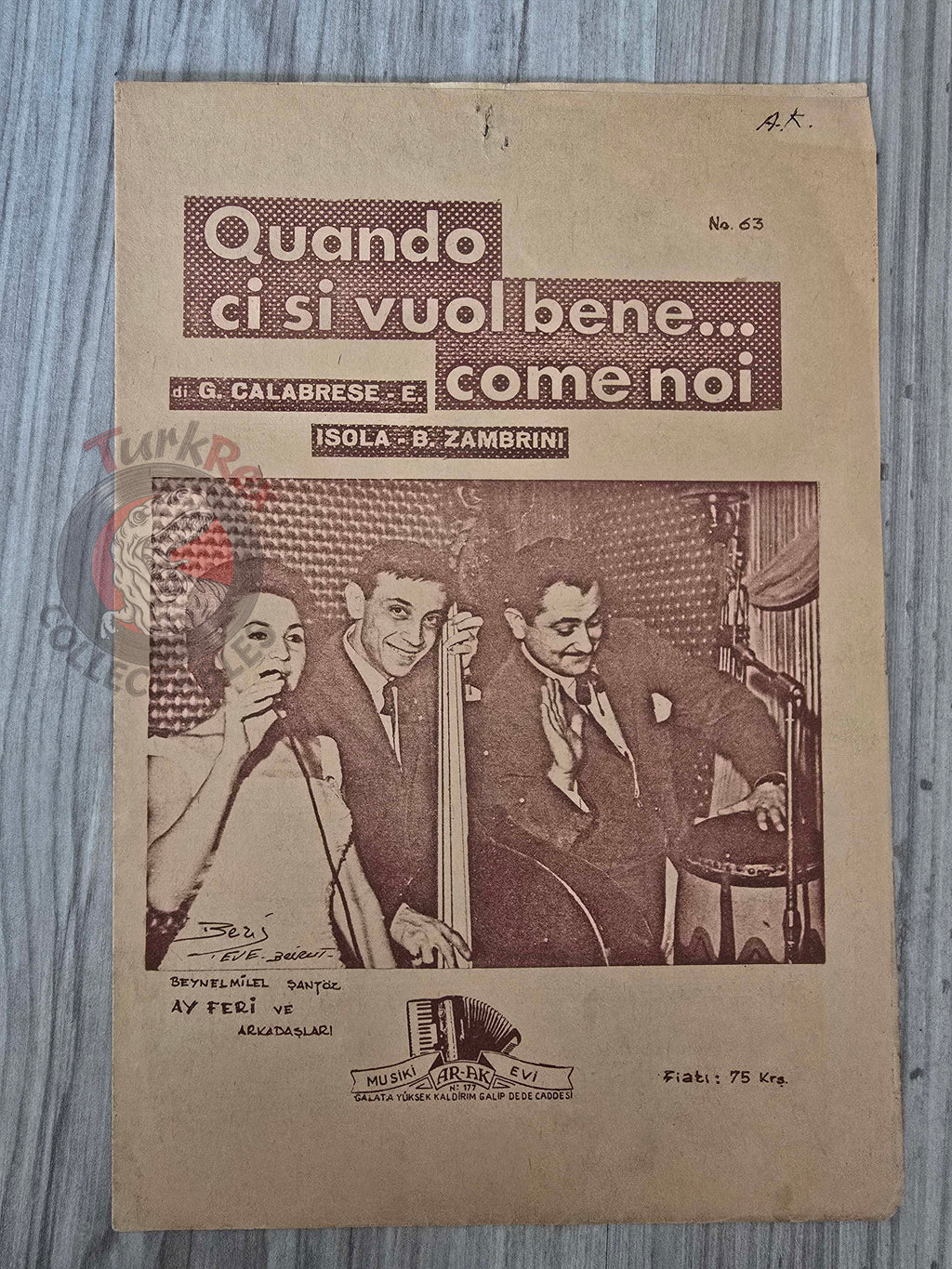 Shirley Bassey – Quando Ci Si Vuol Bene Turkish Vintage Musical Notes Sheet Turkey