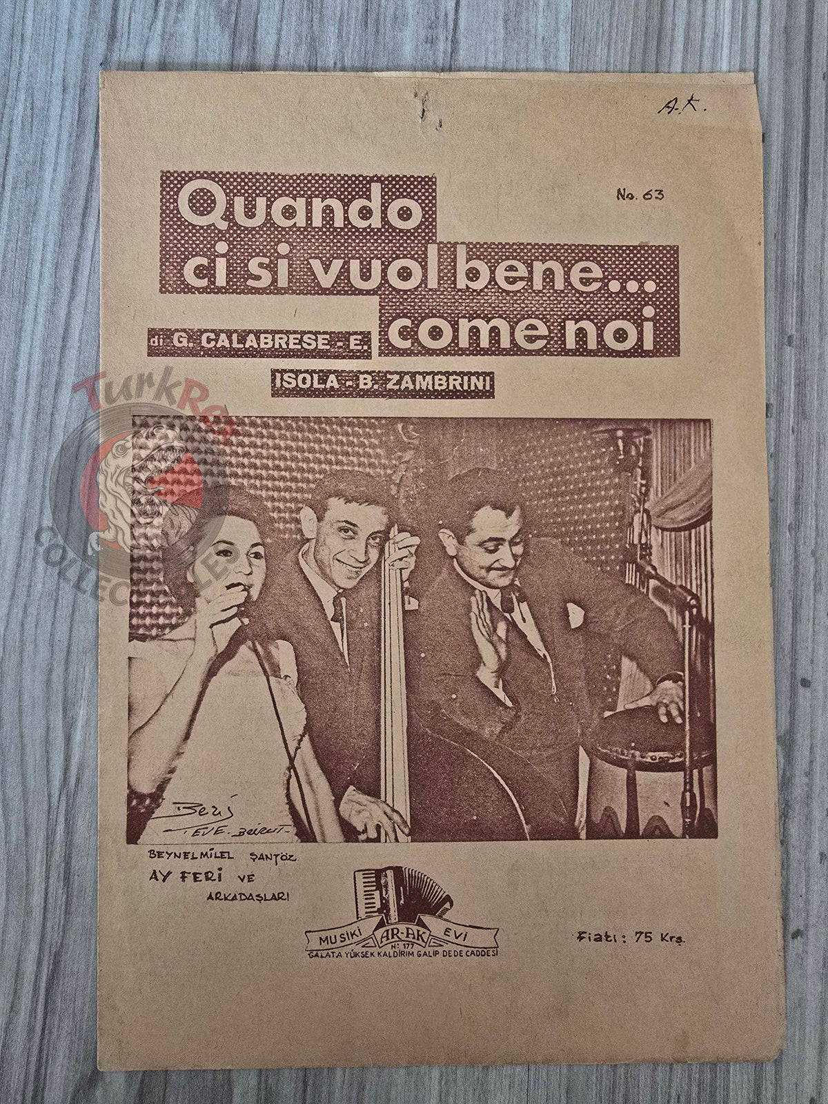 Shirley Bassey – Quando Ci Si Vuol Bene Turkish Vintage Musical Notes Sheet Turkey