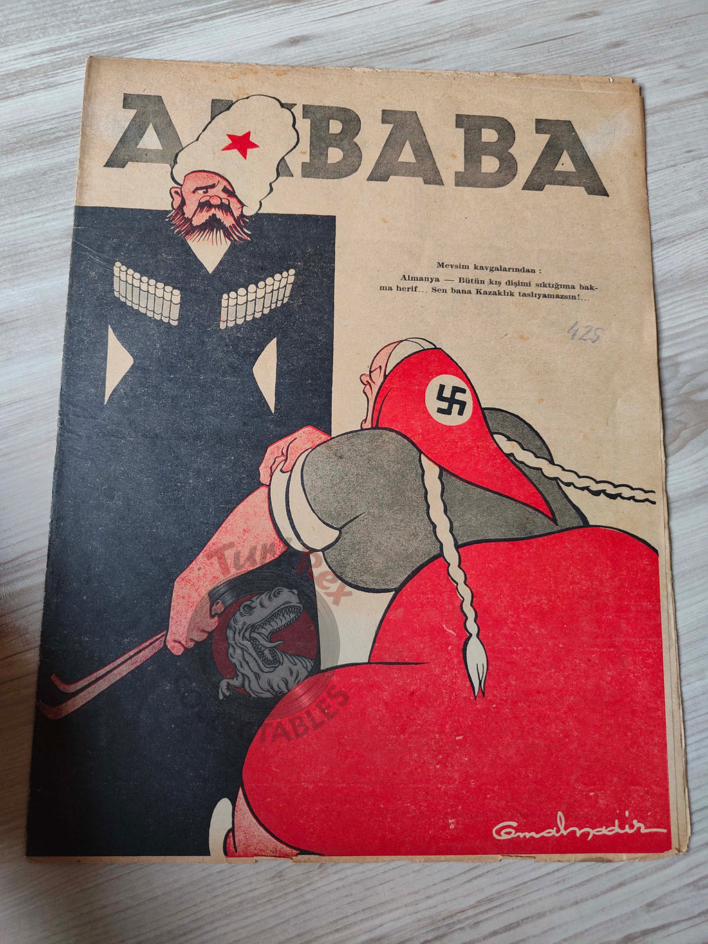 Akbaba 1942 Humor Magazine Turkish Turkey Germany and the Cossack WW2 era Russia Churchill