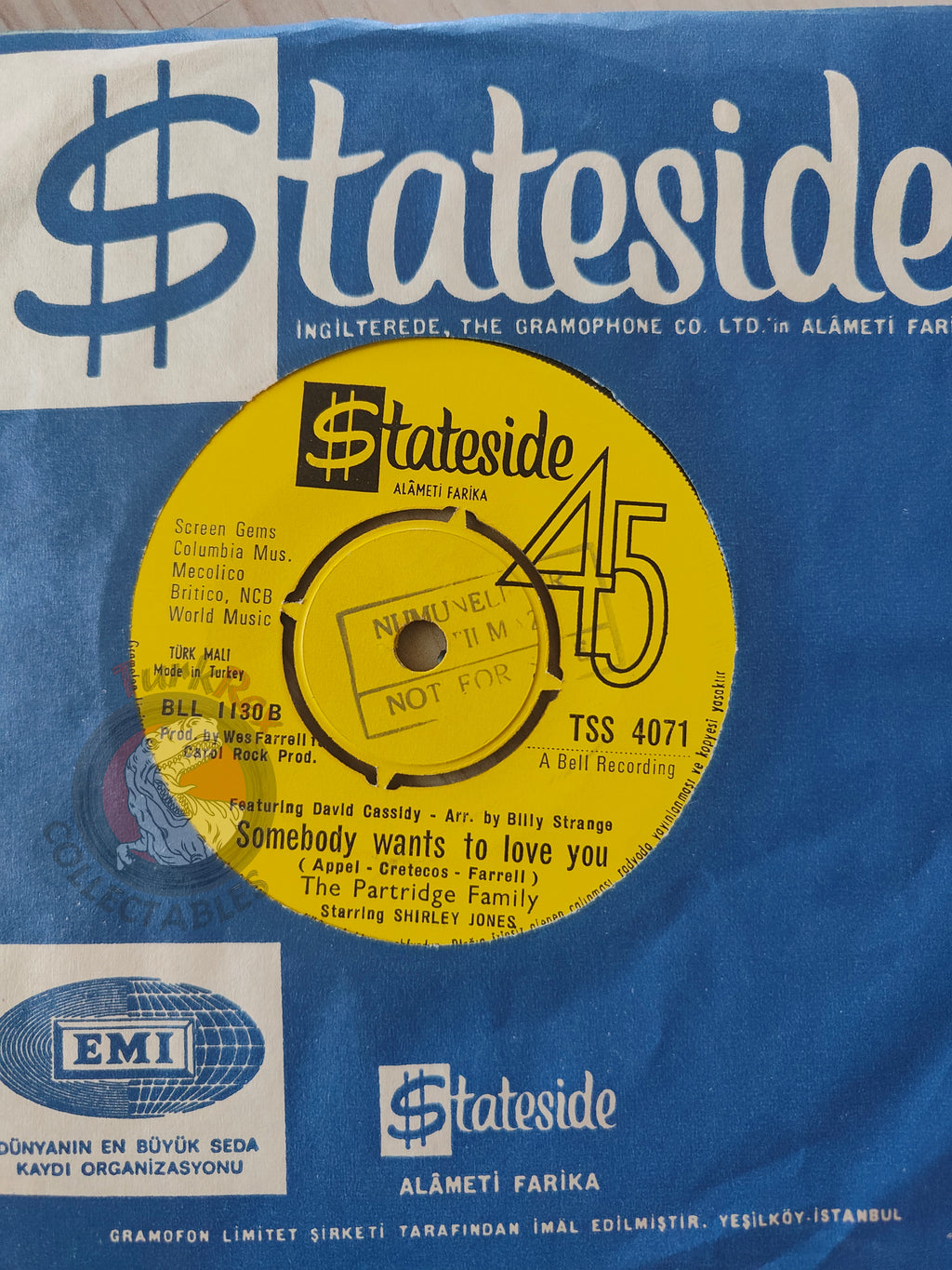 The Partridge Family – I Think I Love You 7" Promo Turkish Pressing Vinyl Turkey Edition