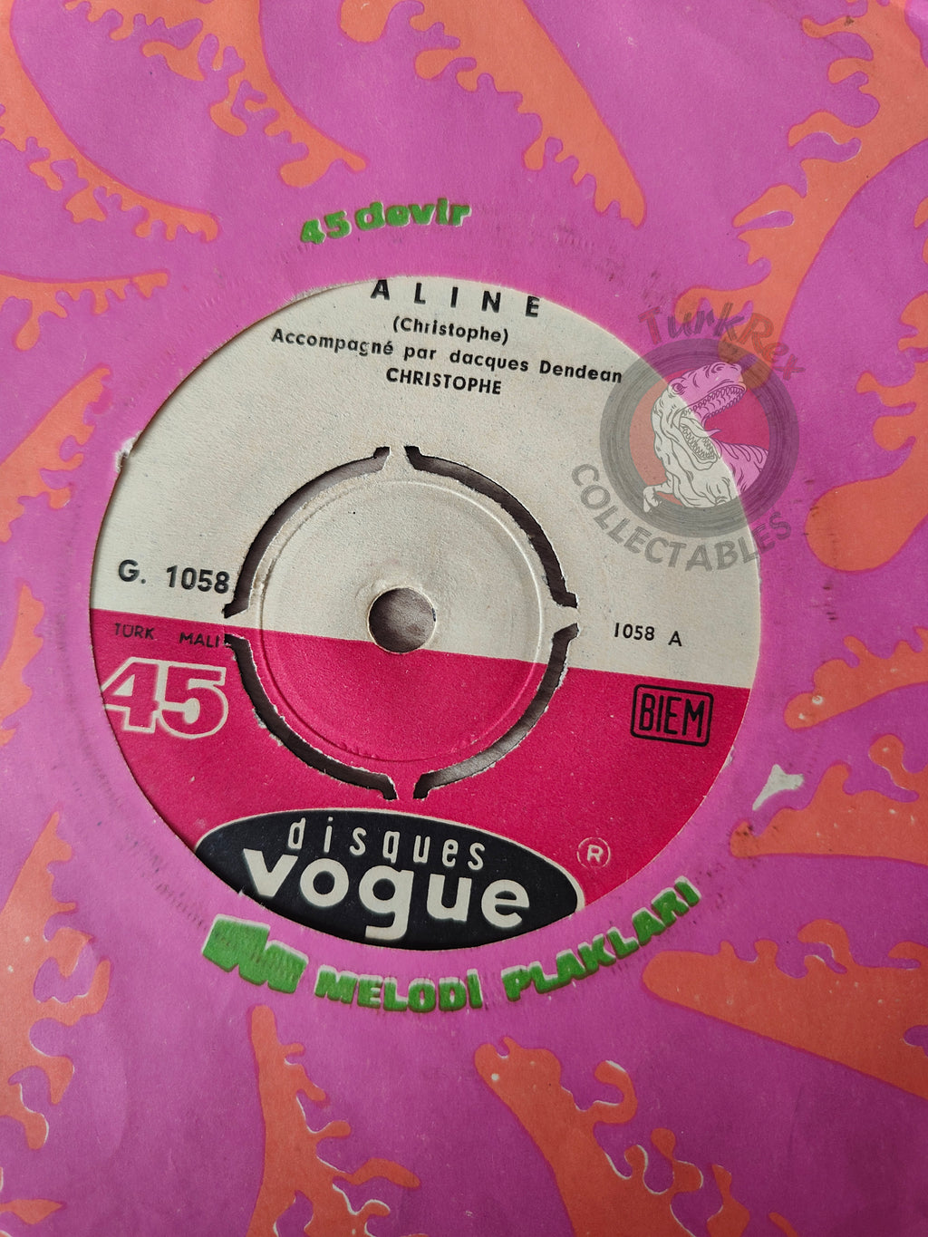 Christophe – Aline / Je Ne T'Aime Plus 7" Turkish Pressing Vinyl Turkey Edition