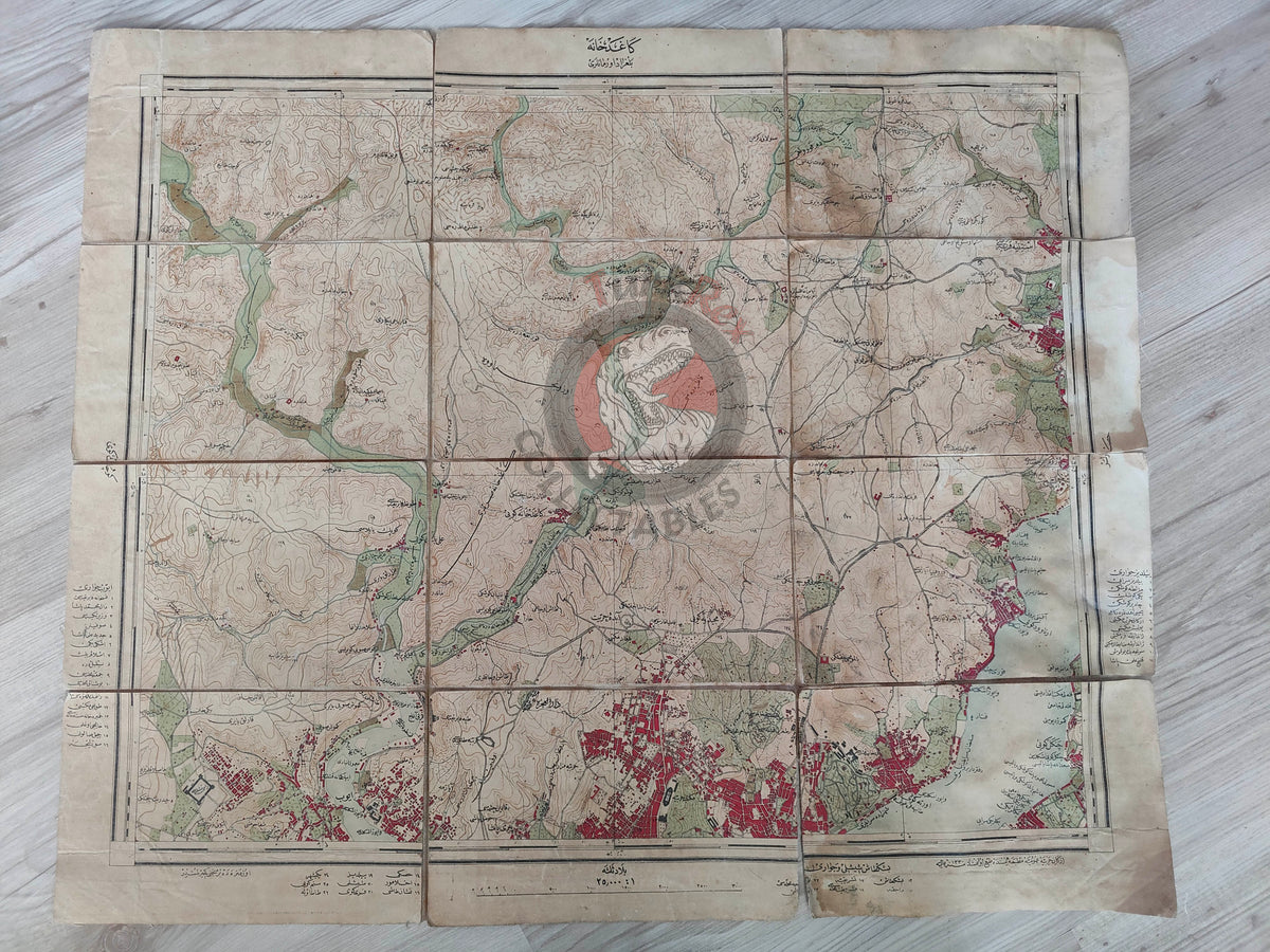 Istanbul 1915 Ottoman WW1 Military Map Empire Constantinople Capital