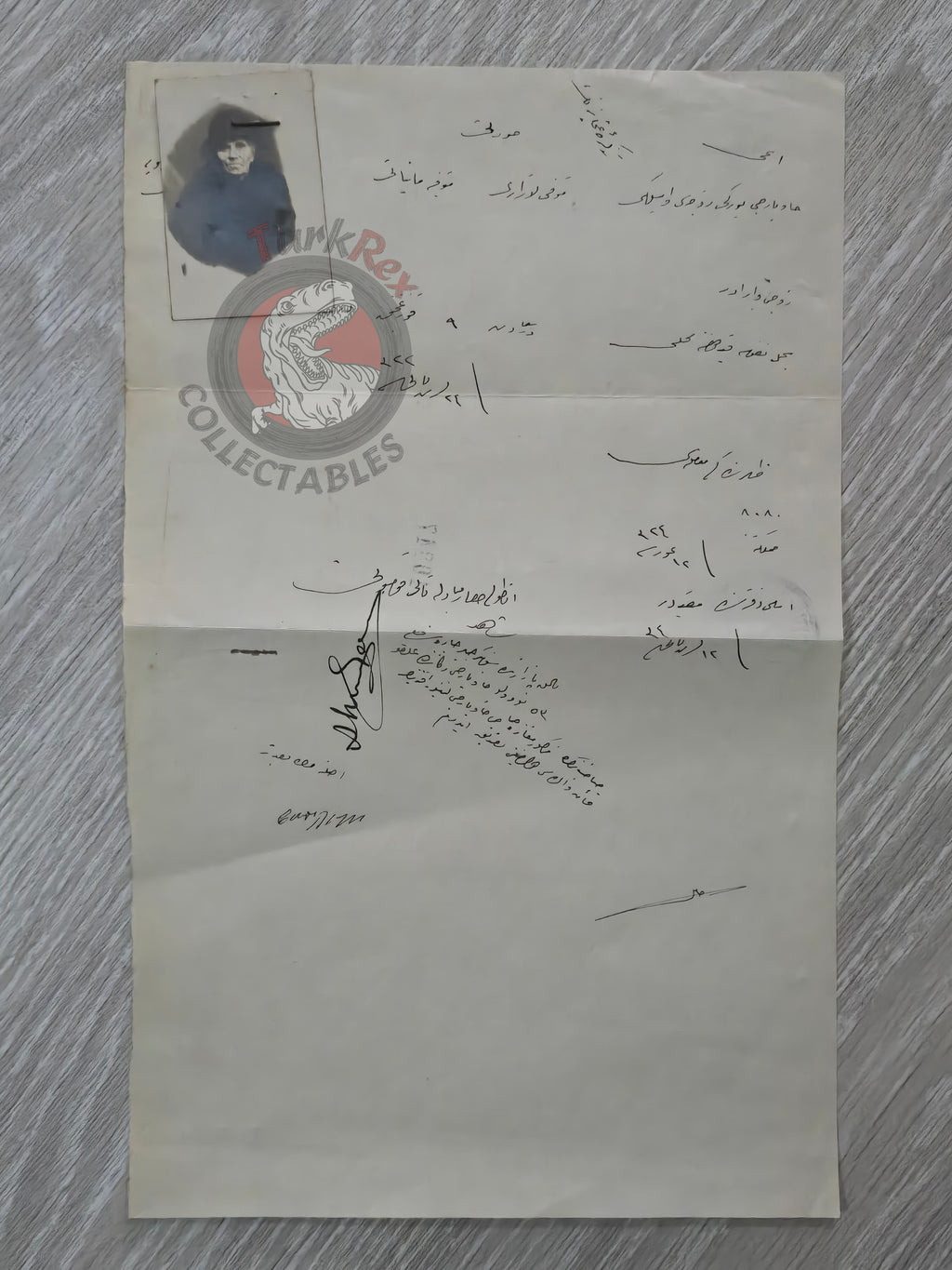 Ottoman Identity Document Copy 1924 with Photograph Greek Ottoman Citizen