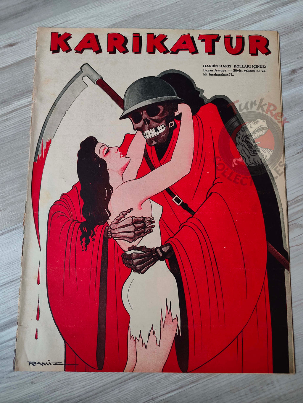 Karikatür 1941 Humor Magazine Turkish Turkey Azrael War WW2 era Roosevelt USA Charles Lindbergh