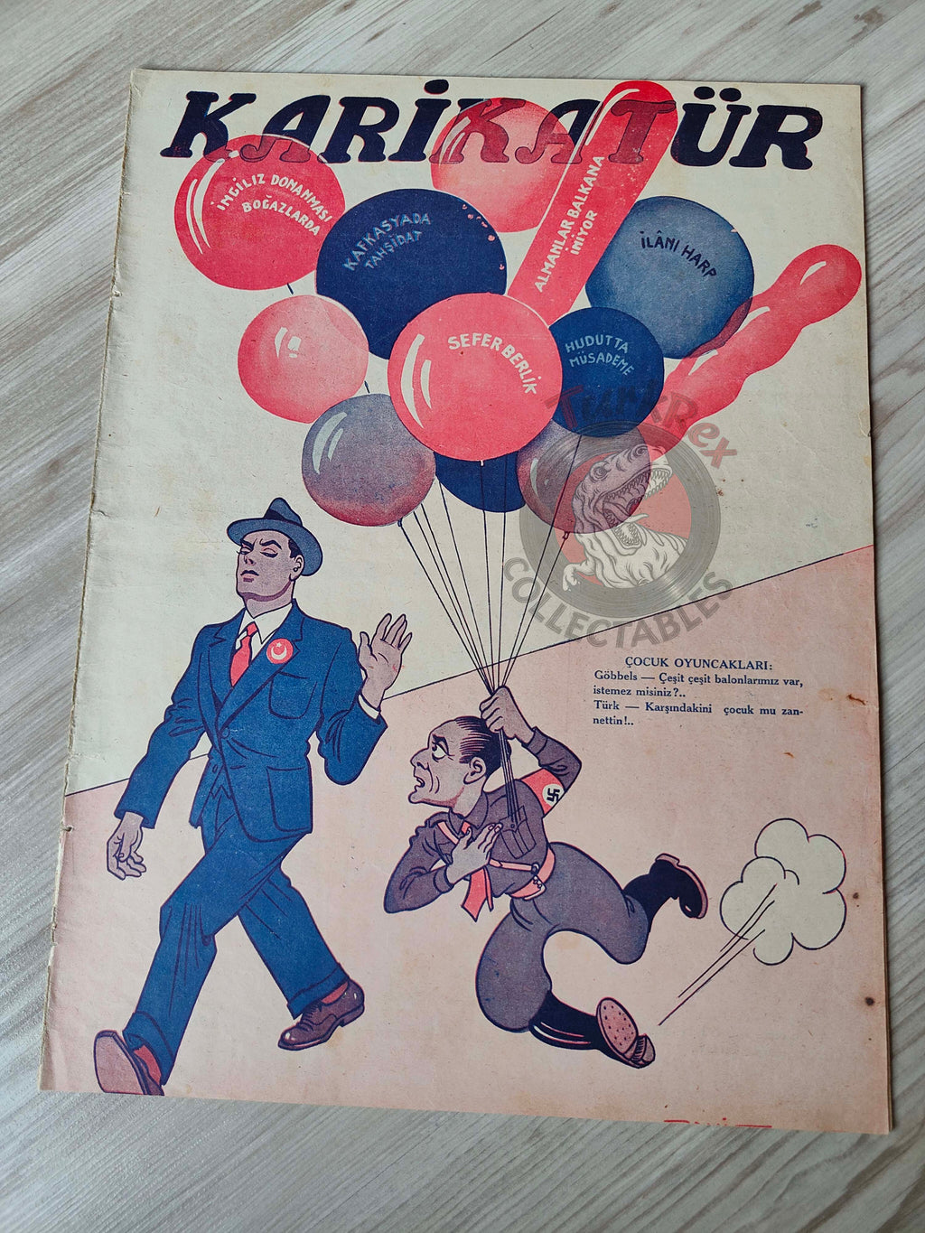Karikatür 1940 Humor Magazine Turkish Turkey Goebbels and the Propaganda Balloons WW2 era Germany