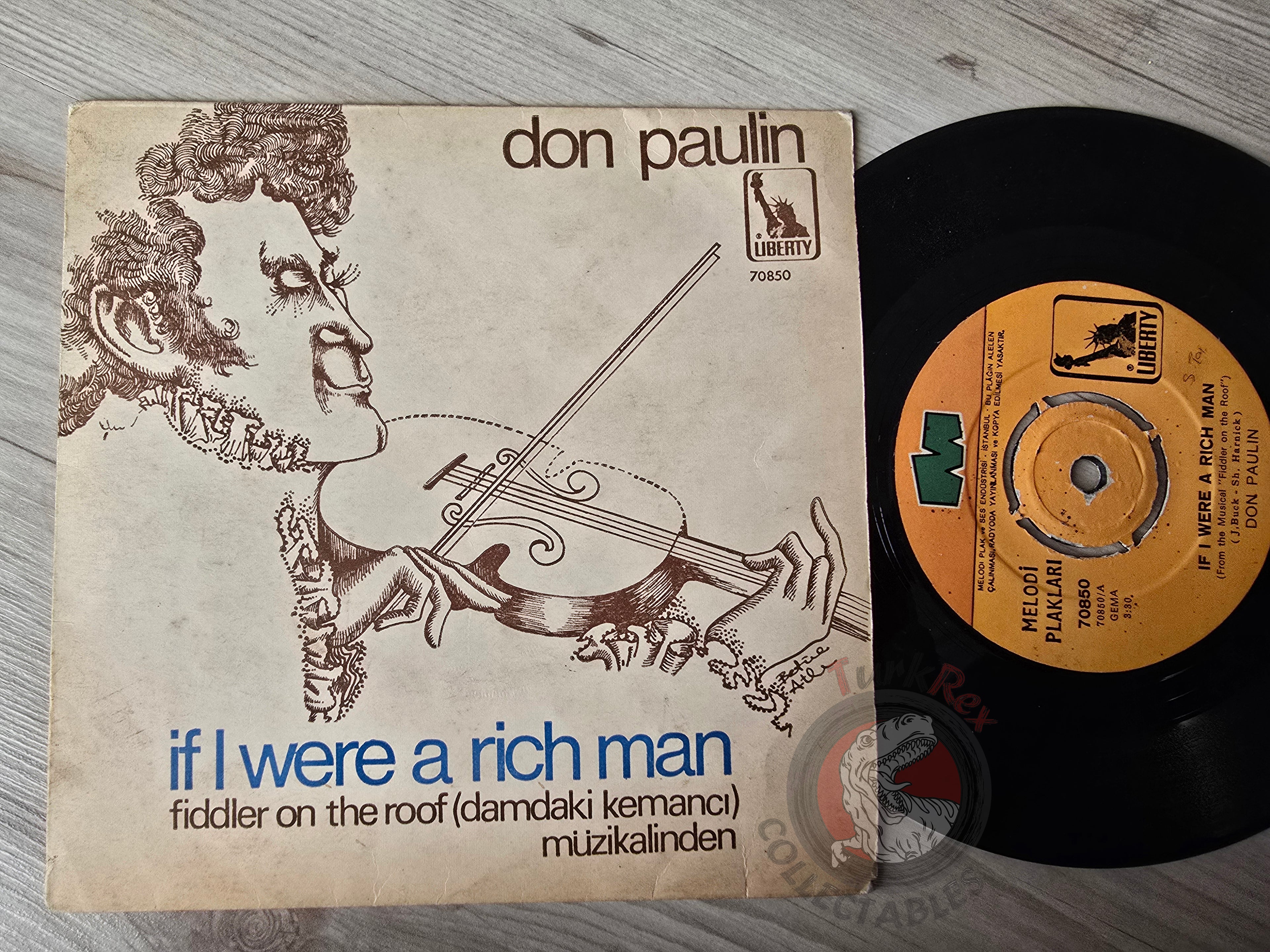 Don Paulin – If I Were A Rich Man 7" Turkish Pressing Vinyl Turkey Edition