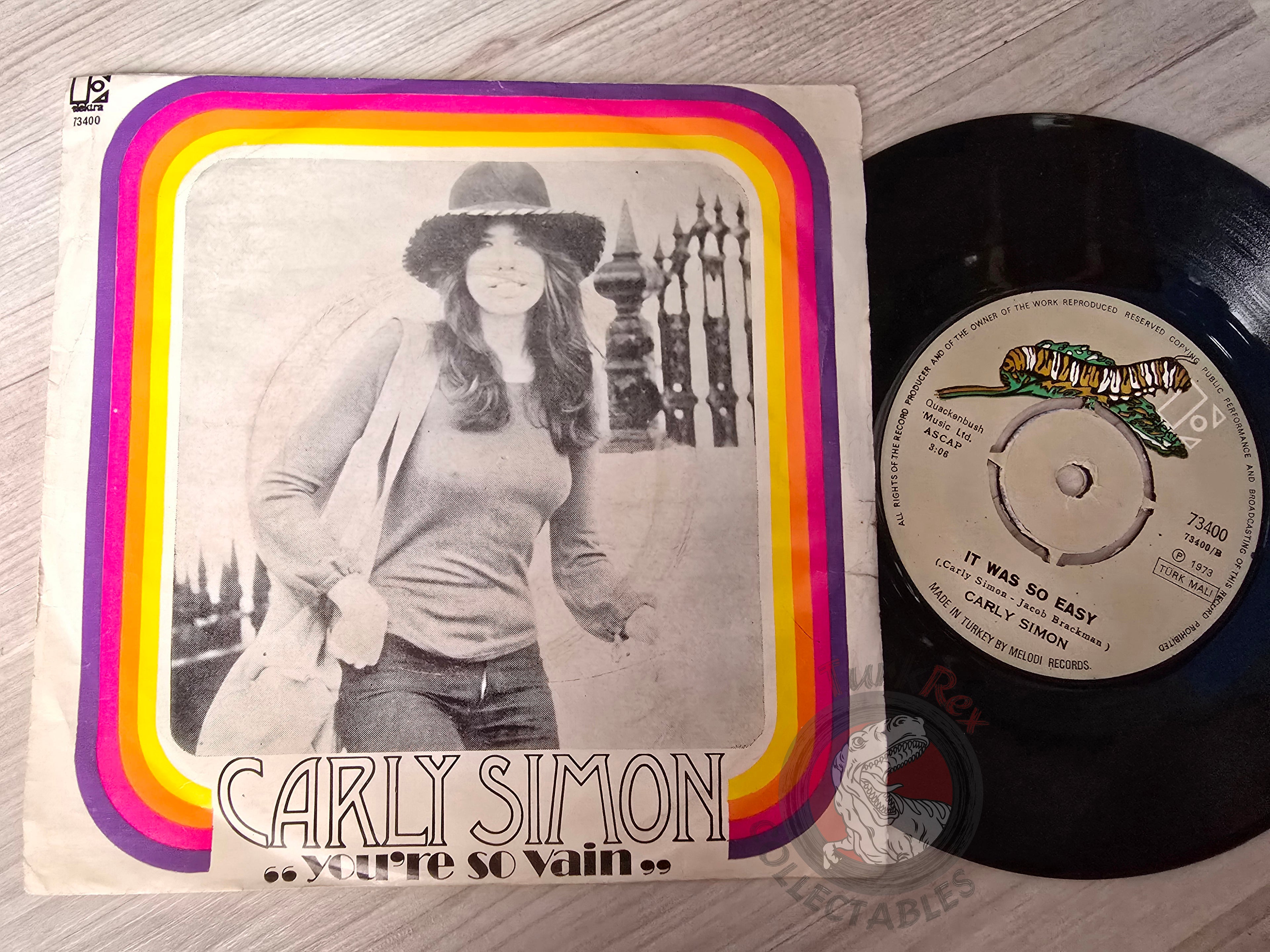 Carly Simon – You're So Vain 7" Turkish Pressing Vinyl Turkey Edition