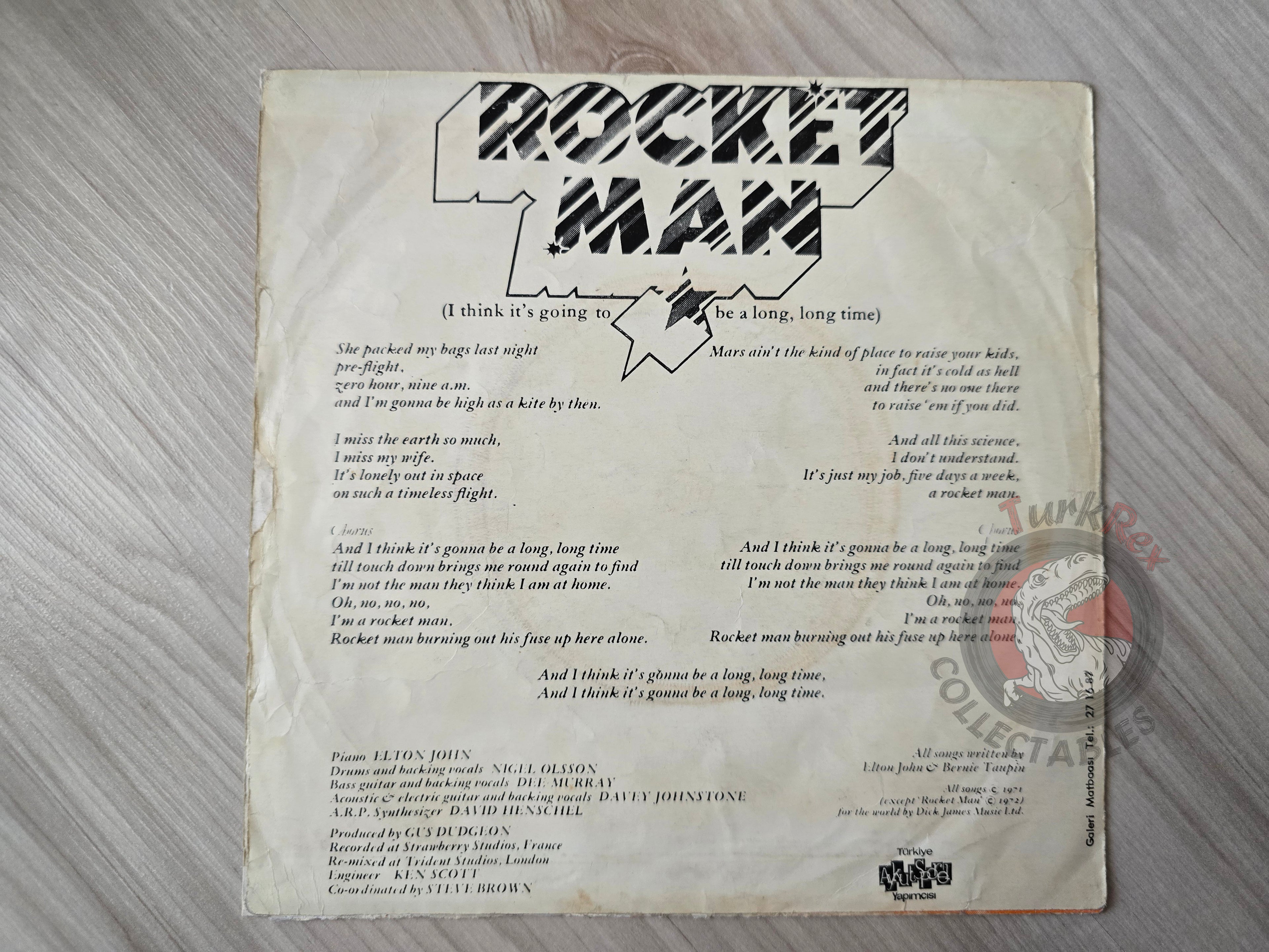 Elton John – Rocket Man 7" Turkish Pressing Cover Only Turkey Edition