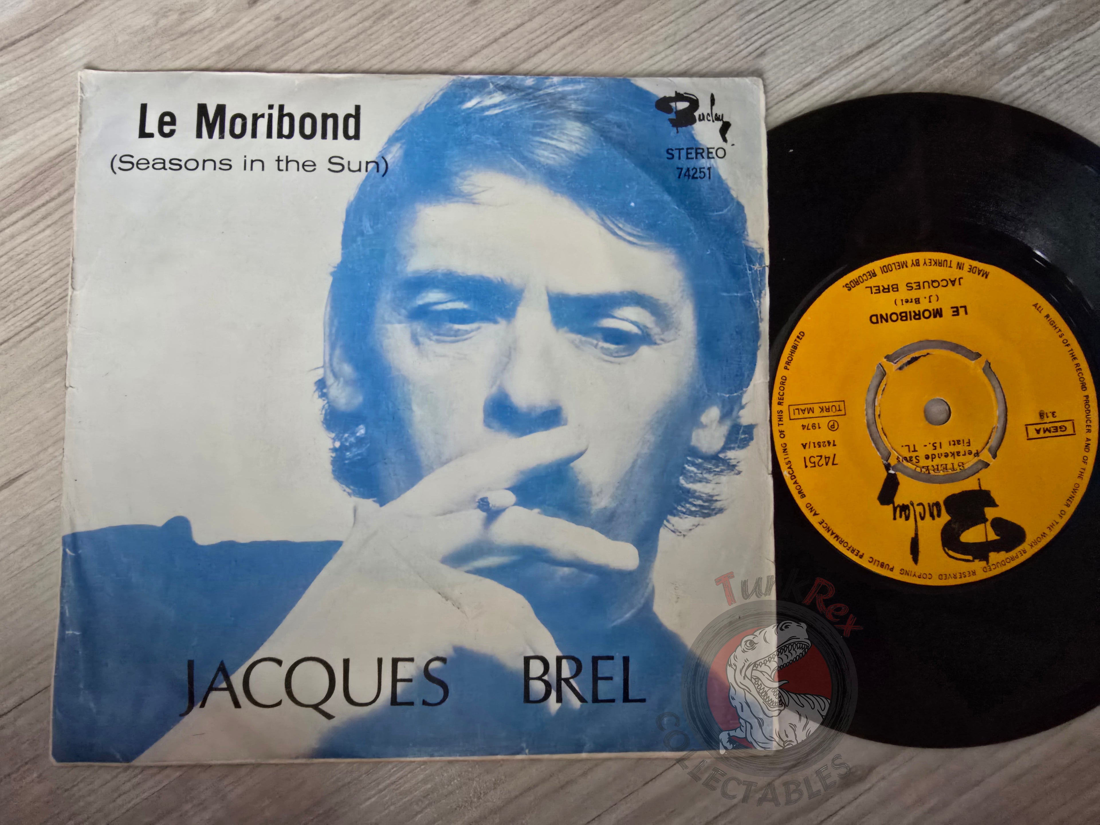 Jacques Brel – Le Moribond 7" Turkish Pressing Vinyl Turkey Edition Promo