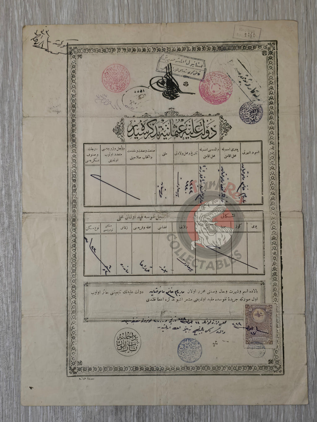 Ottoman Identity Document 1913 İstanbul Armenian Citizen Mariam Manoukian Armenia