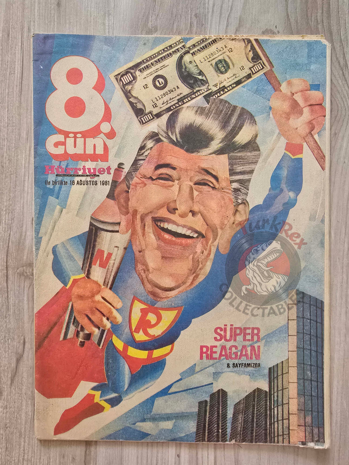 Turkish Magazine 8. Gün Turkey 1981 Ronald Reagan Superman Queen Elizabeth II USA