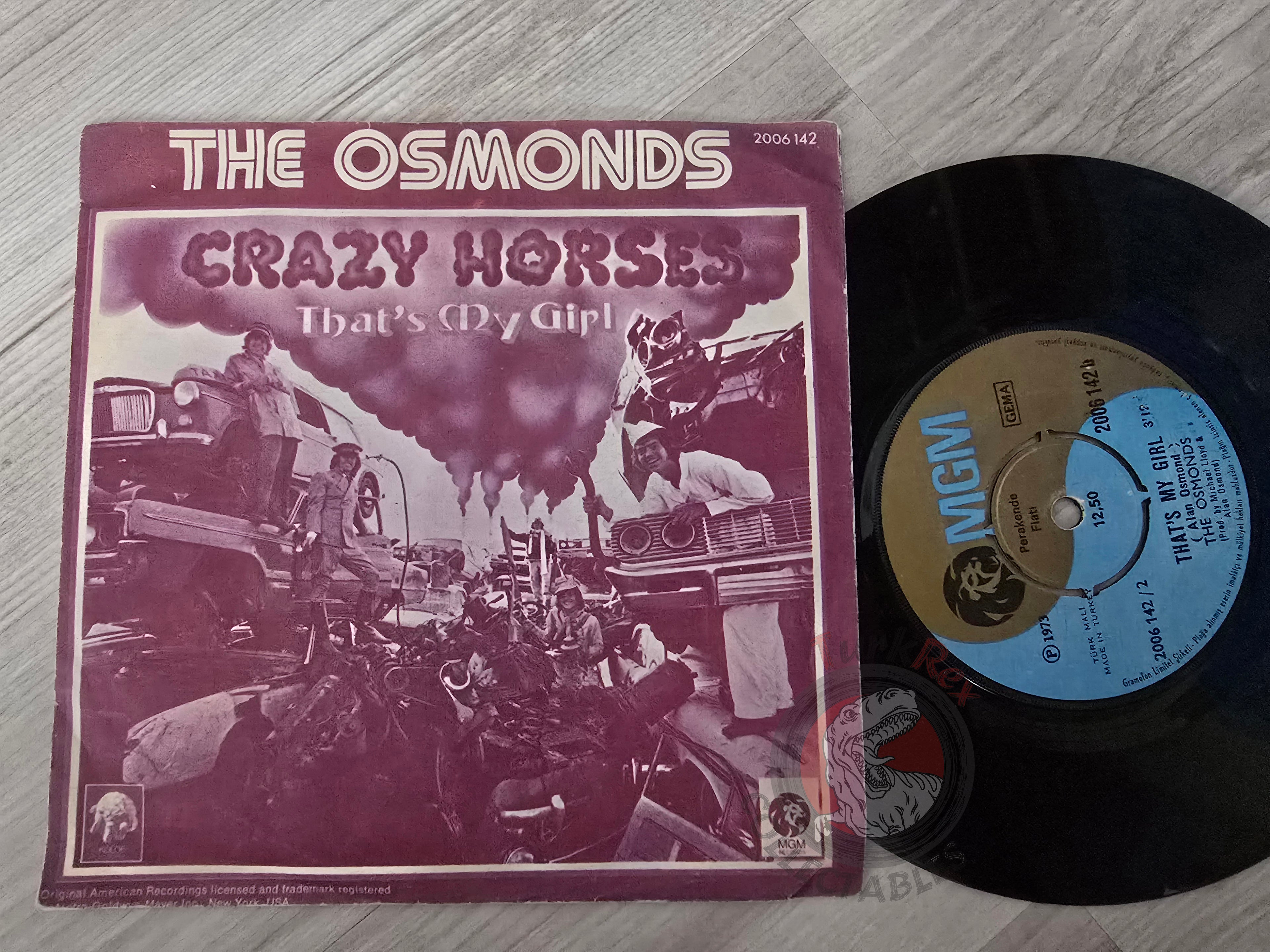 The Osmonds – Crazy Horses 7" Turkish Pressing Vinyl Turkey Edition