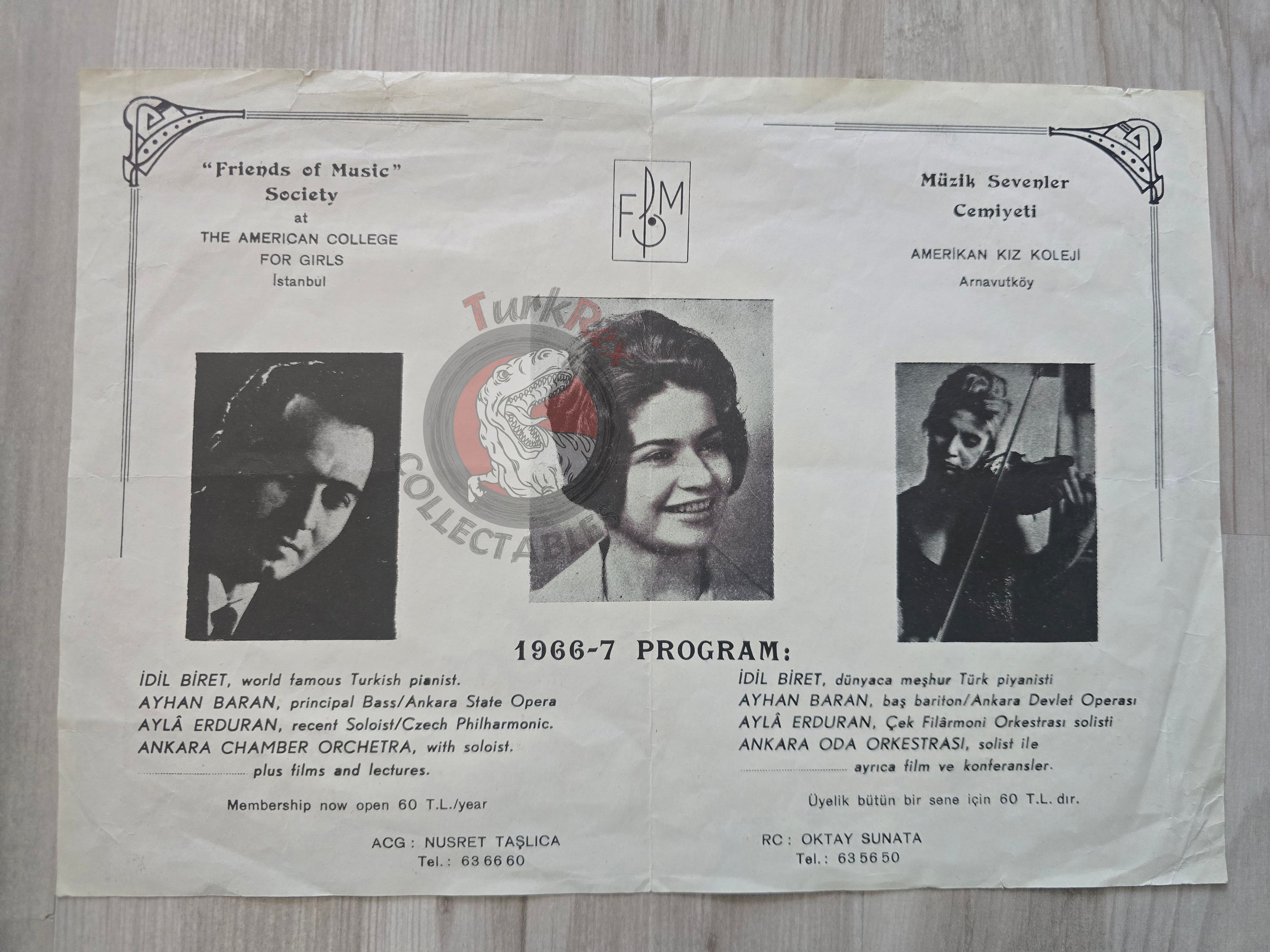İdil Biret Concert Program American College for Girls Istanbul 1966–67