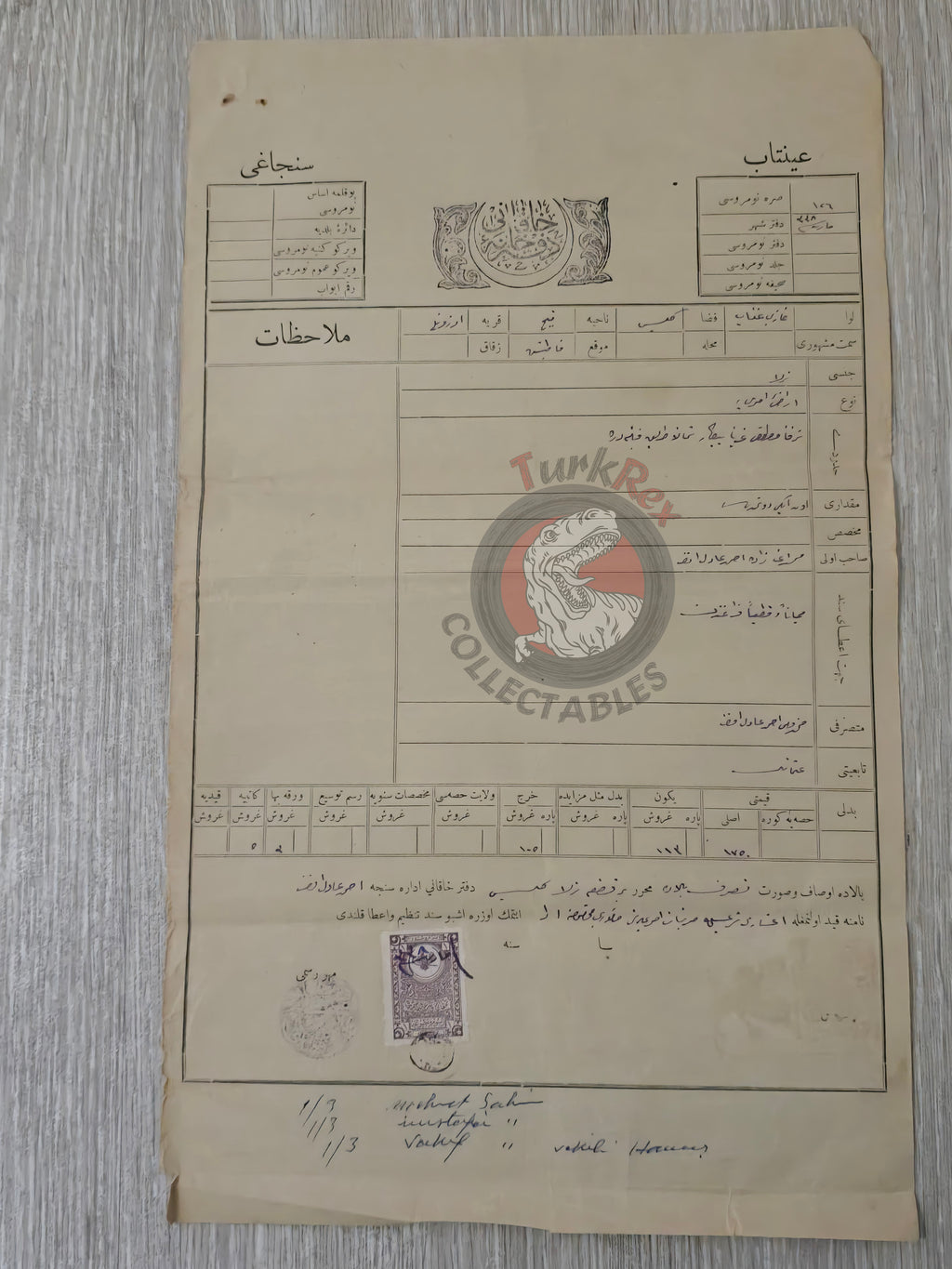 Ottoman 1922 Land Deed Agricultural Land in Kilis Manbij Syria Title Watermarked Papierfabrik Sacrau