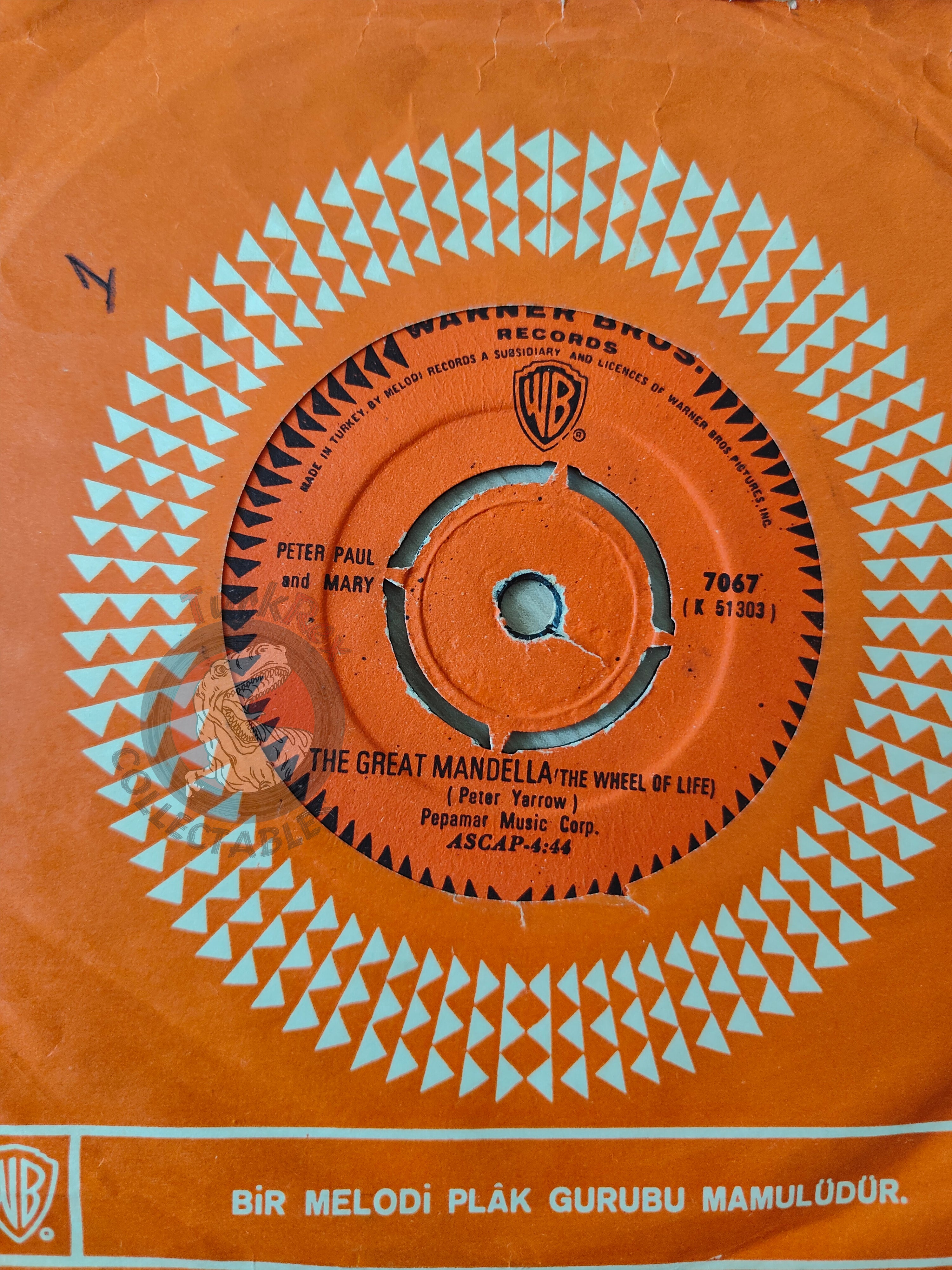 Peter, Paul & Mary – I Dig Rock And Roll Music 7" Turkish Pressing Vinyl Turkey Edition