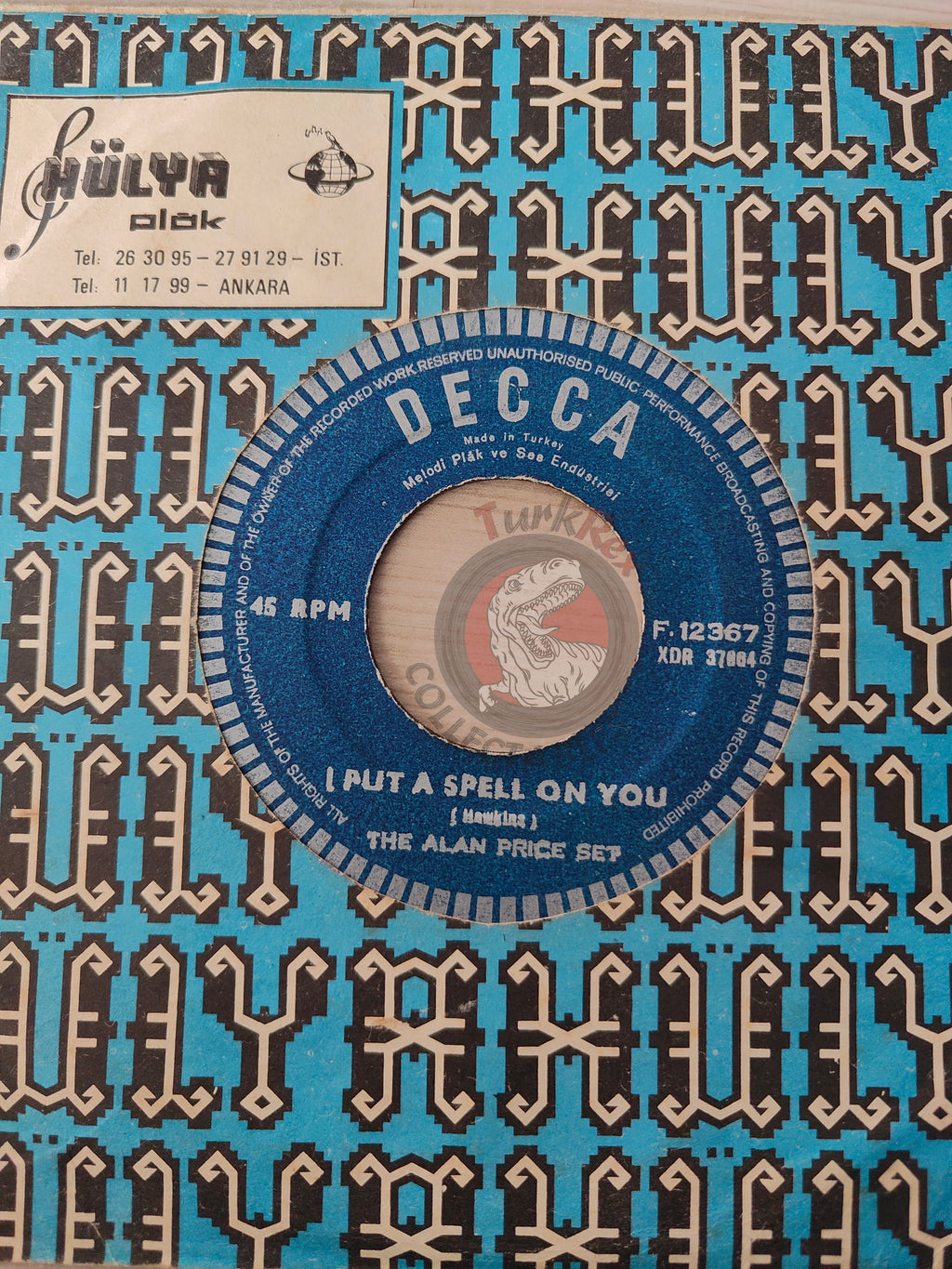 The Alan Price Set – I Put A Spell On You 7" Turkish Pressing Vinyl Turkey Edition