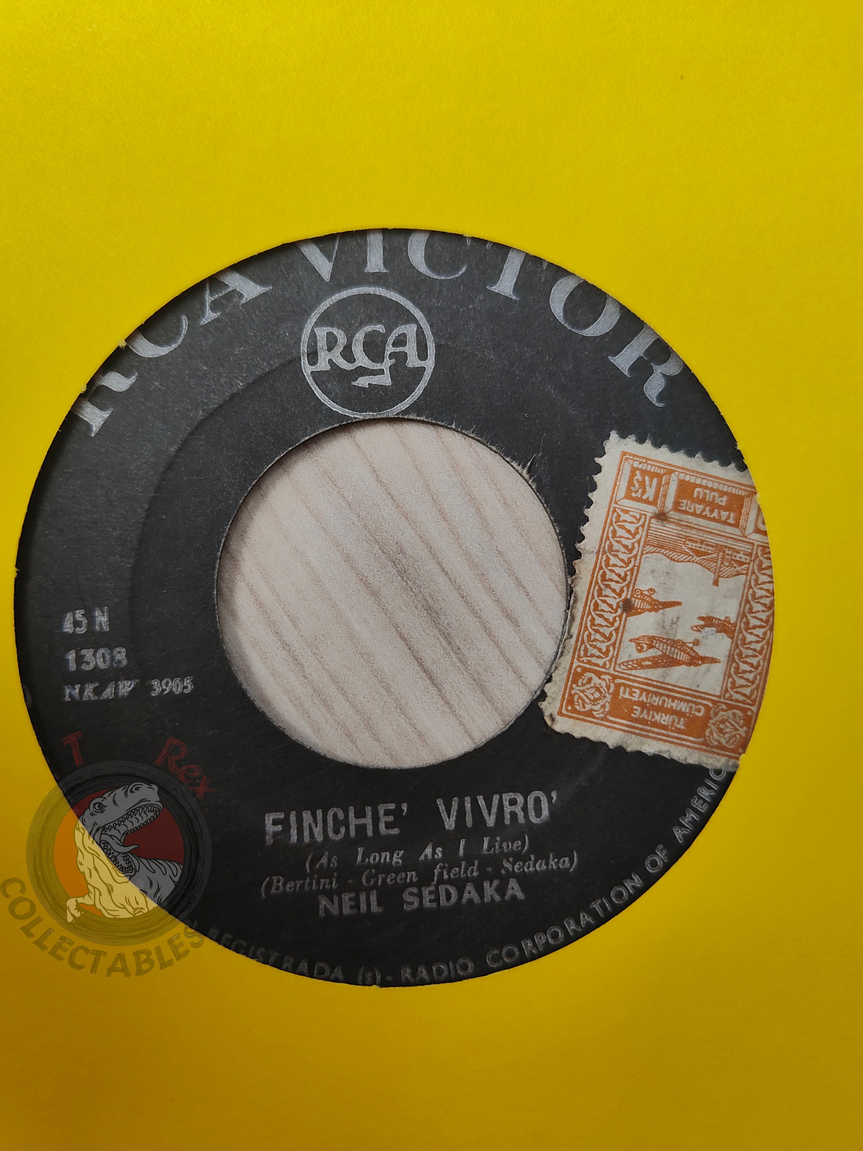 Neil Sedaka – Tu Non Lo Sai 7" Turkish Pressing Vinyl Turkey Edition