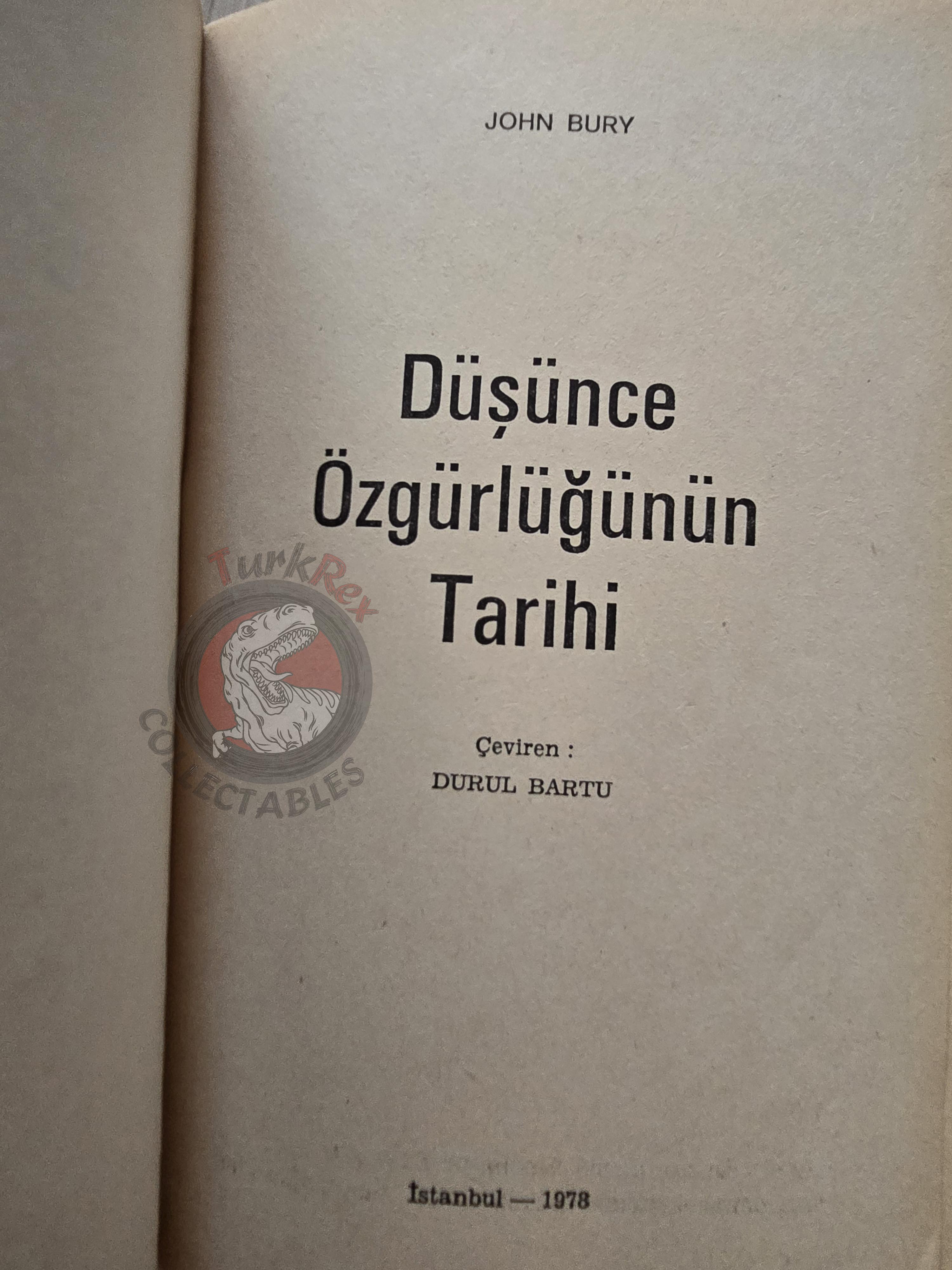 John Bagnell Bury – A History of Freedom of Thought 1978 Turkish Book Turkey