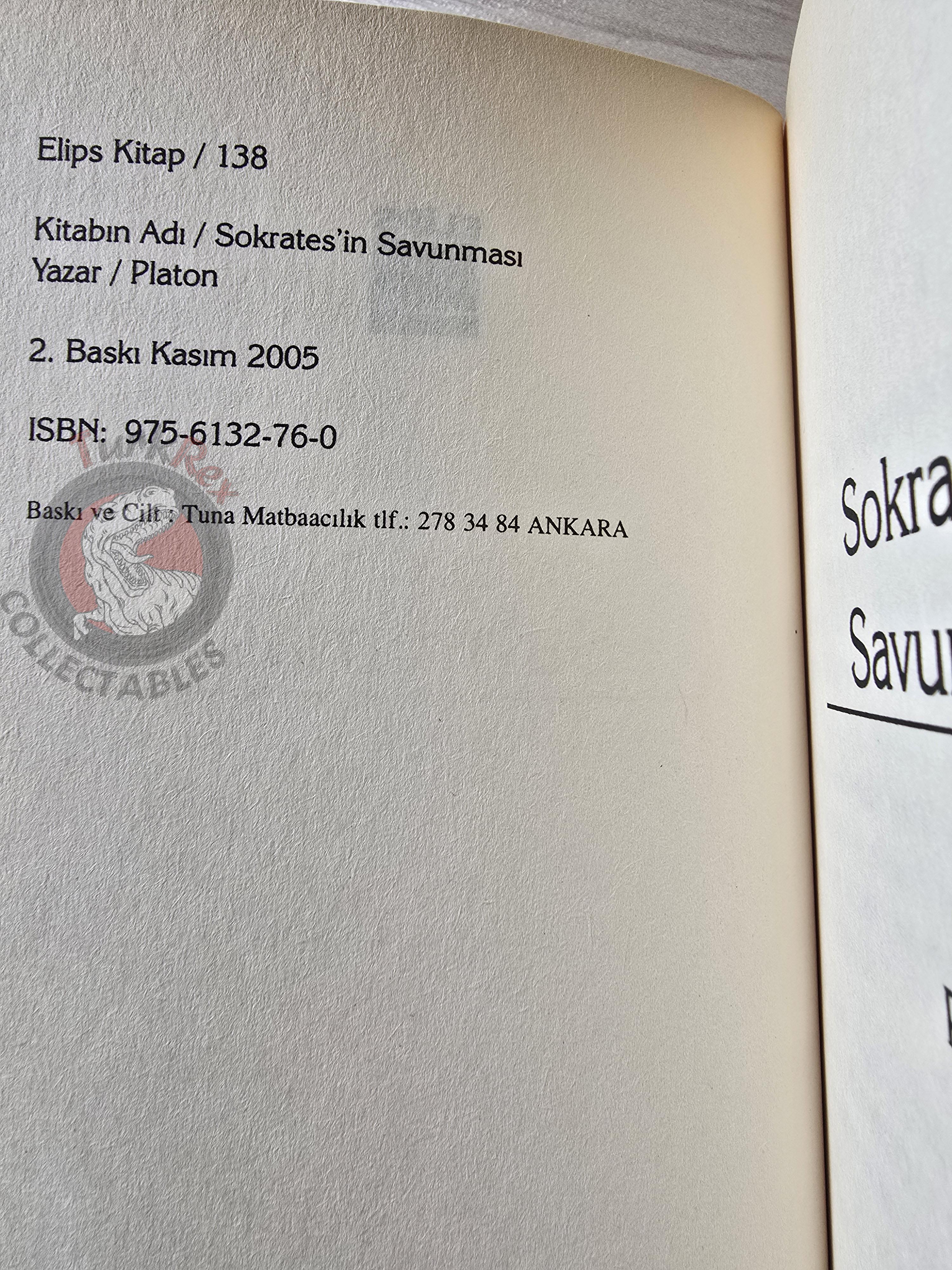 Plato –  The Apology of Socrates 2005 Turkish Book Turkey