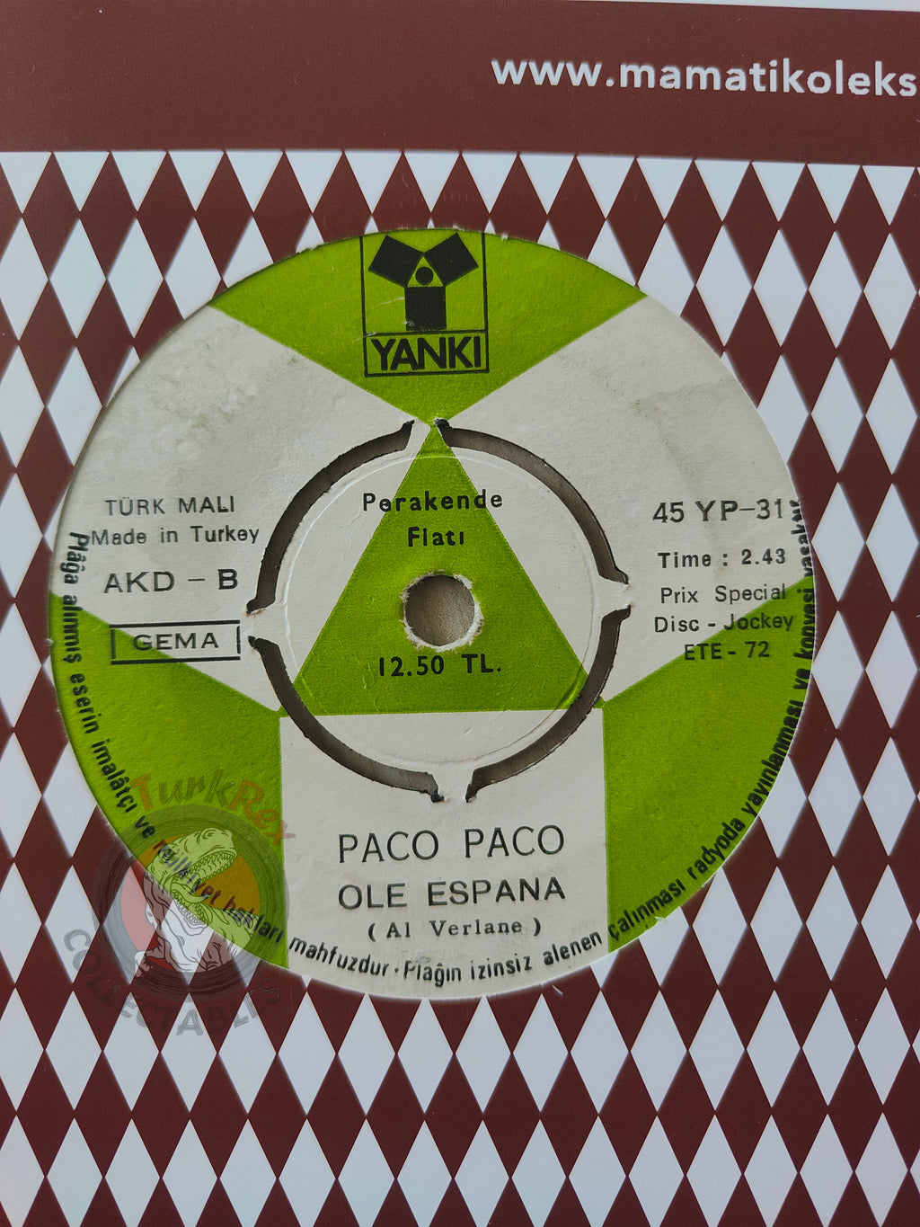 Paco Paco – Taka Takata 7" Turkish Pressing Vinyl Turkey Edition