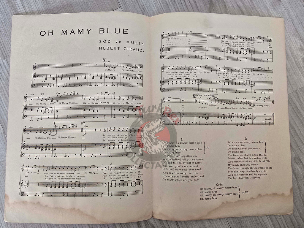 Nicoletta – Mamy Blue Turkish Vintage Musical Notes Sheet Turkey