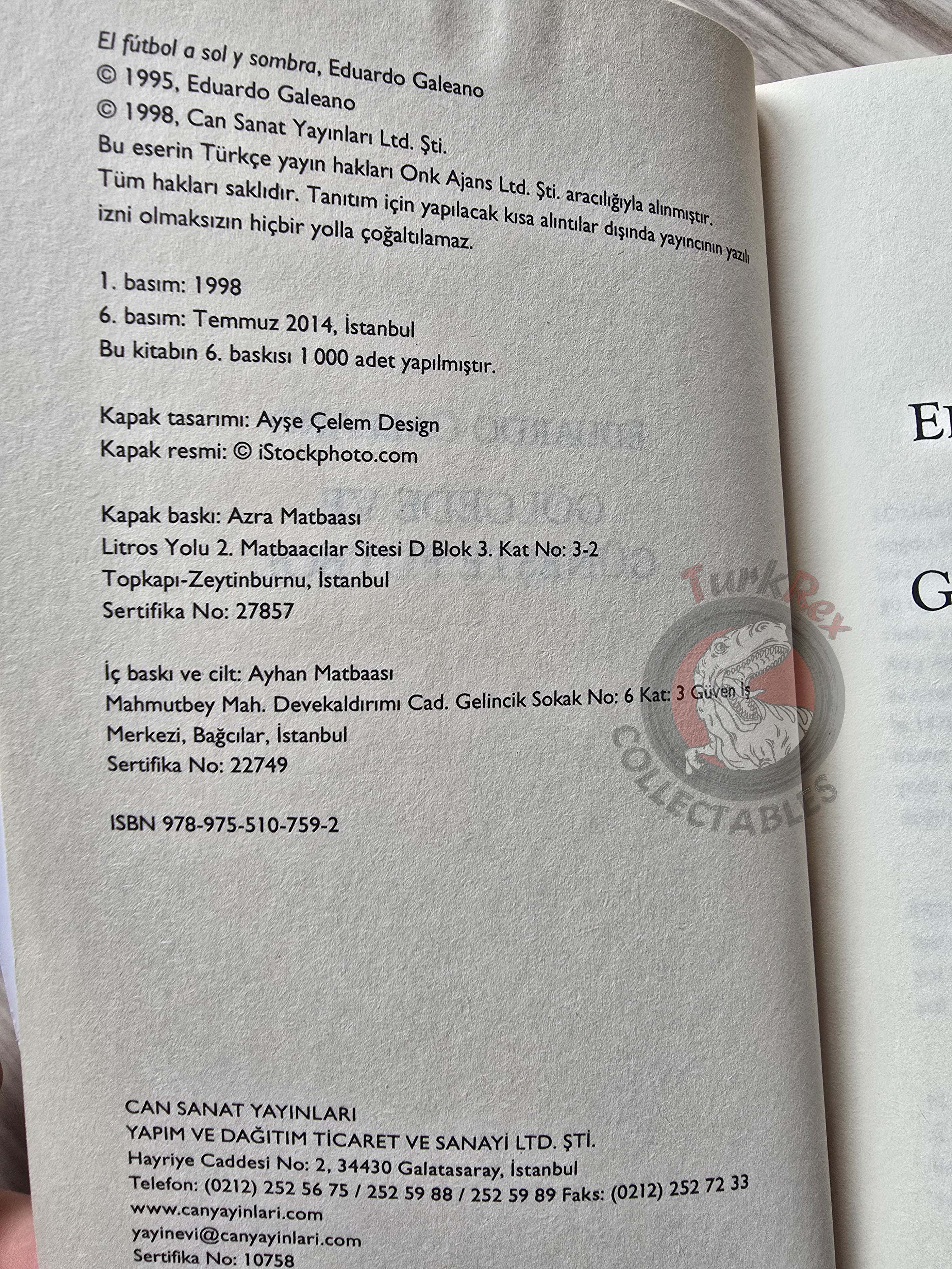 Eduardo Galeano – Football in Sun and Shadow 2014 Turkish Book Turkey