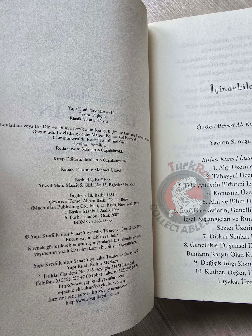 Thomas Hobbes – Leviathan 2007 Turkish Book Turkey