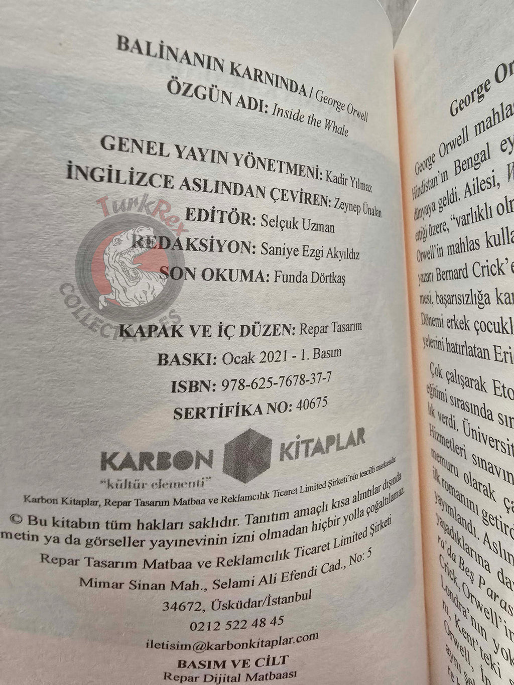George Orwell – Inside the Whale 2021 Turkish Book Turkey