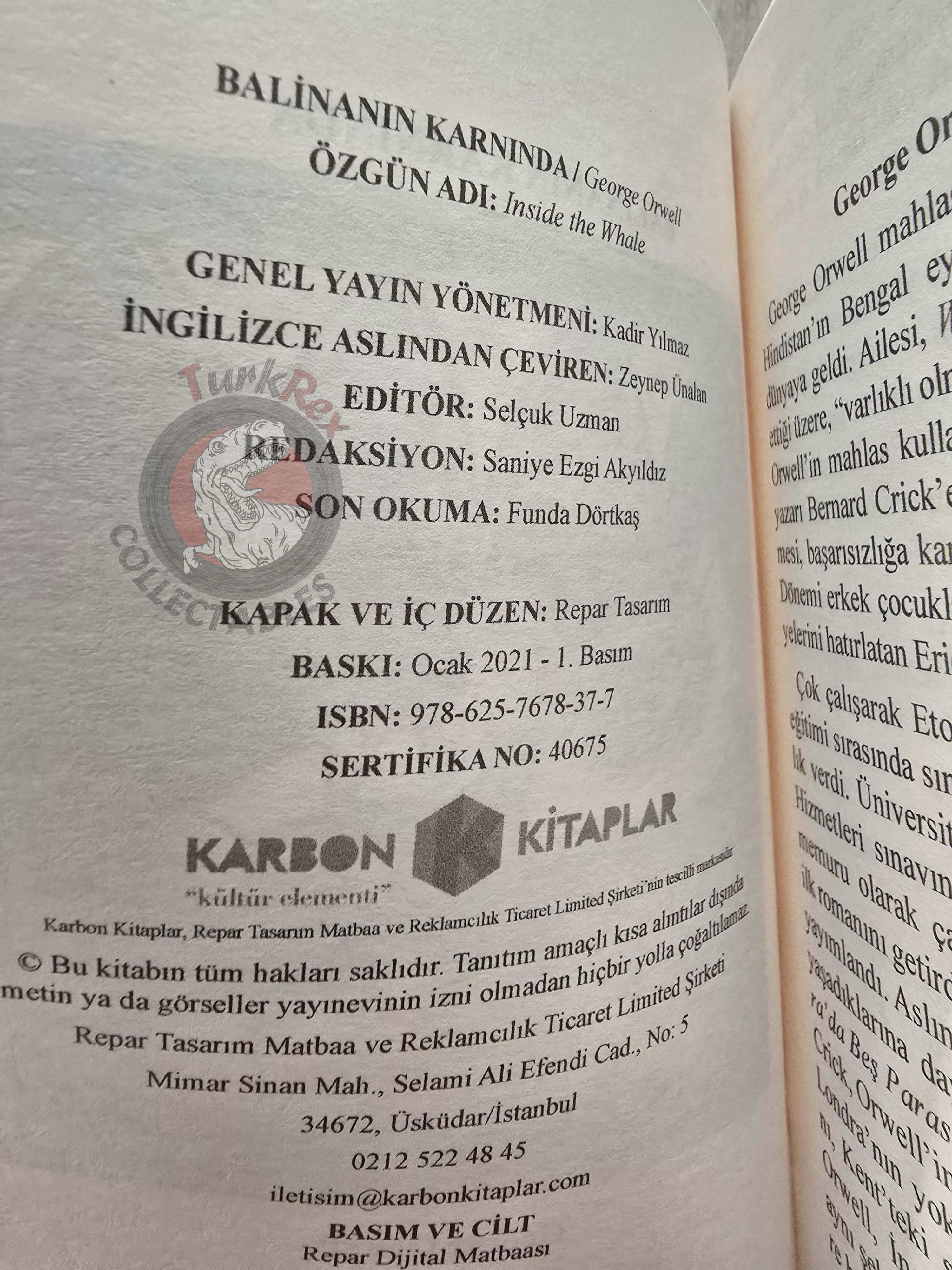 George Orwell – Inside the Whale 2021 Turkish Book Turkey