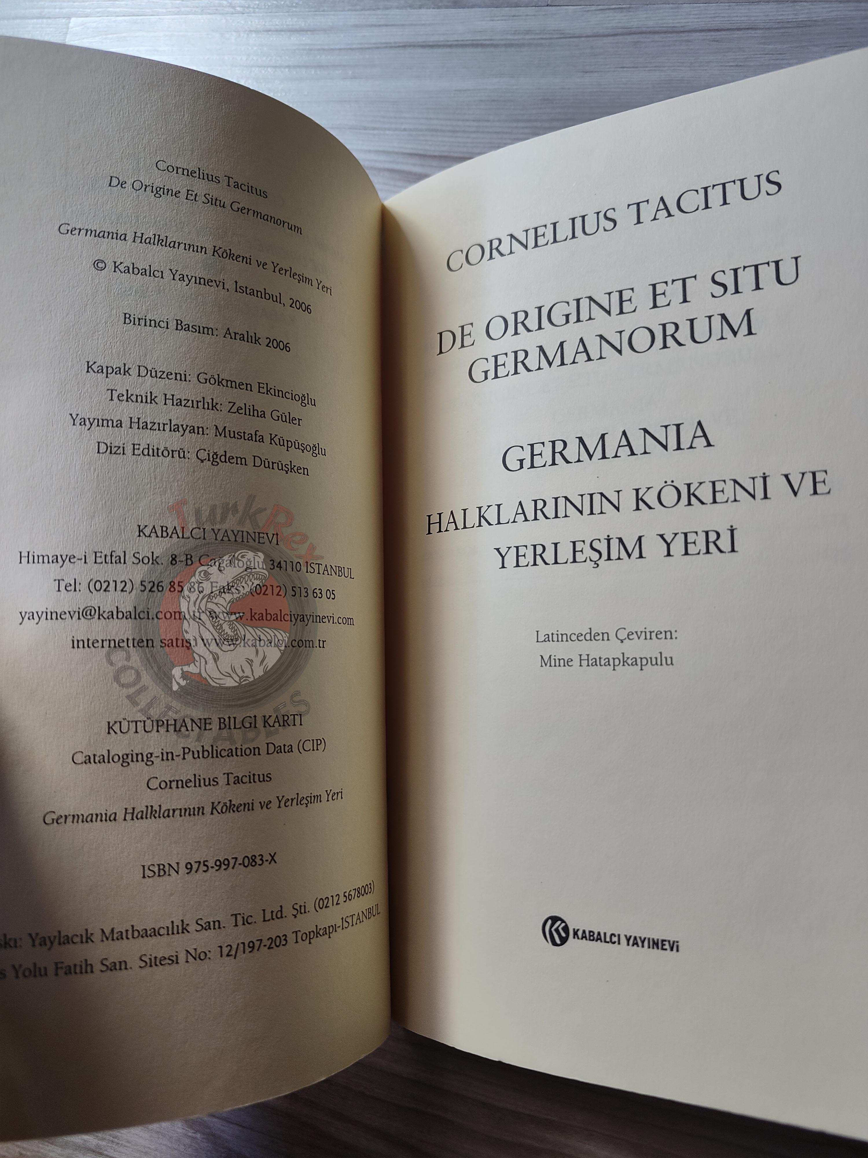 Cornelius Tacitus – Germania 2006 Turkish Latin Book Turkey