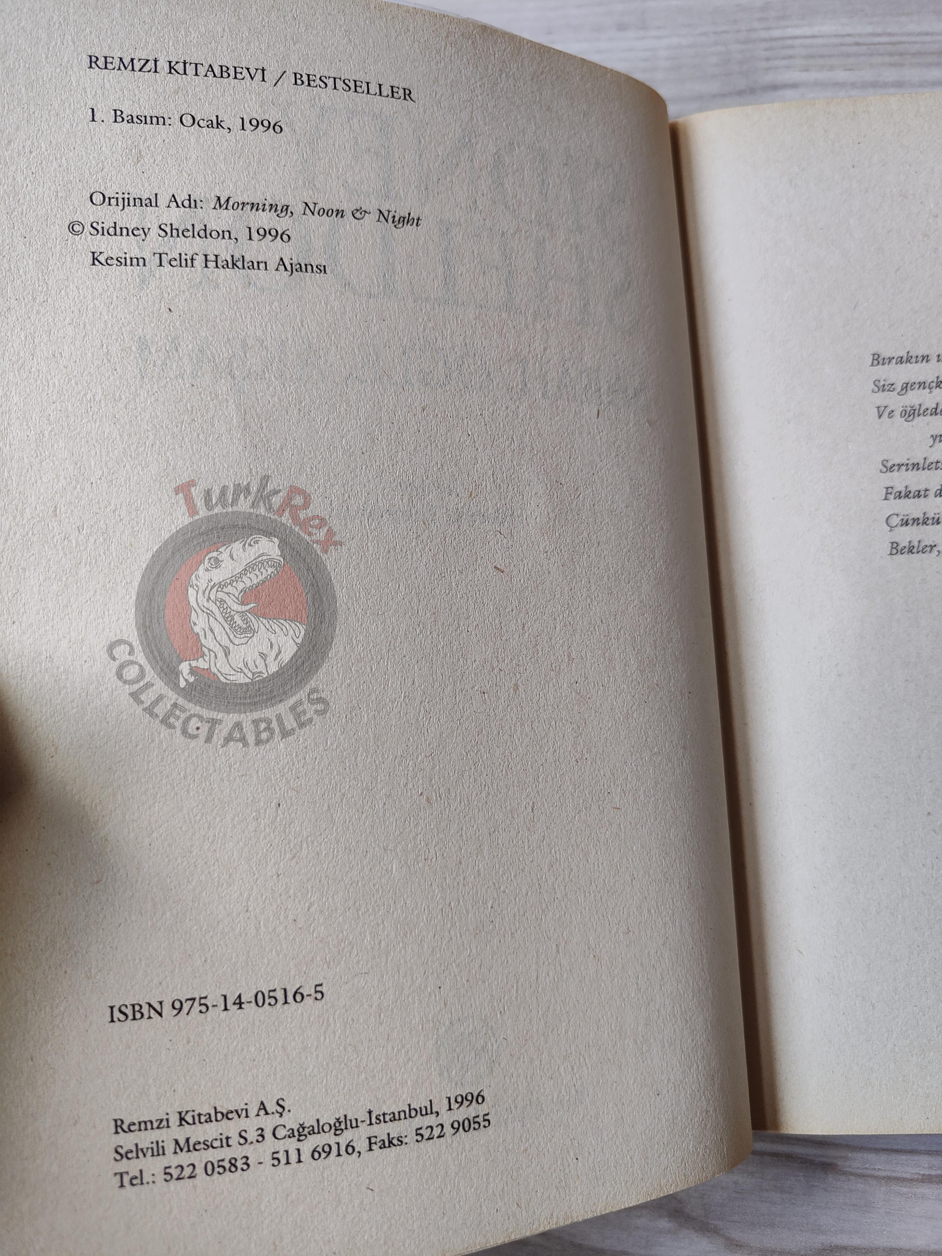 Sidney Sheldon – Morning, Noon & Night 1996 1st Turkish Book Turkey