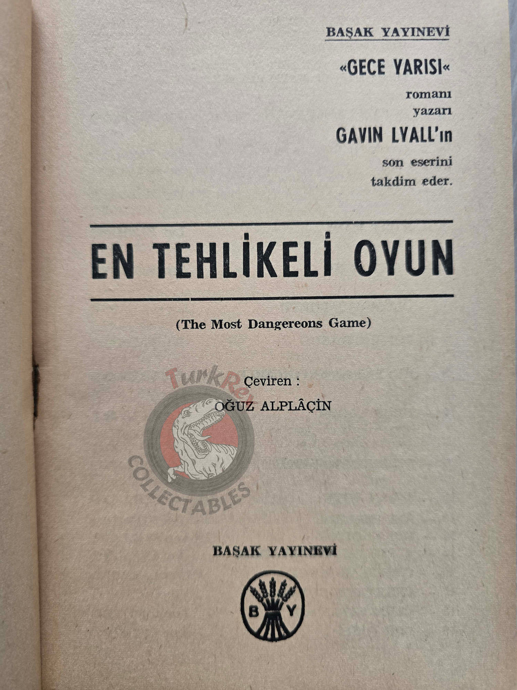 Gavin Lyall – The Most Dangerous Game 1967 1st Turkish Book Turkey