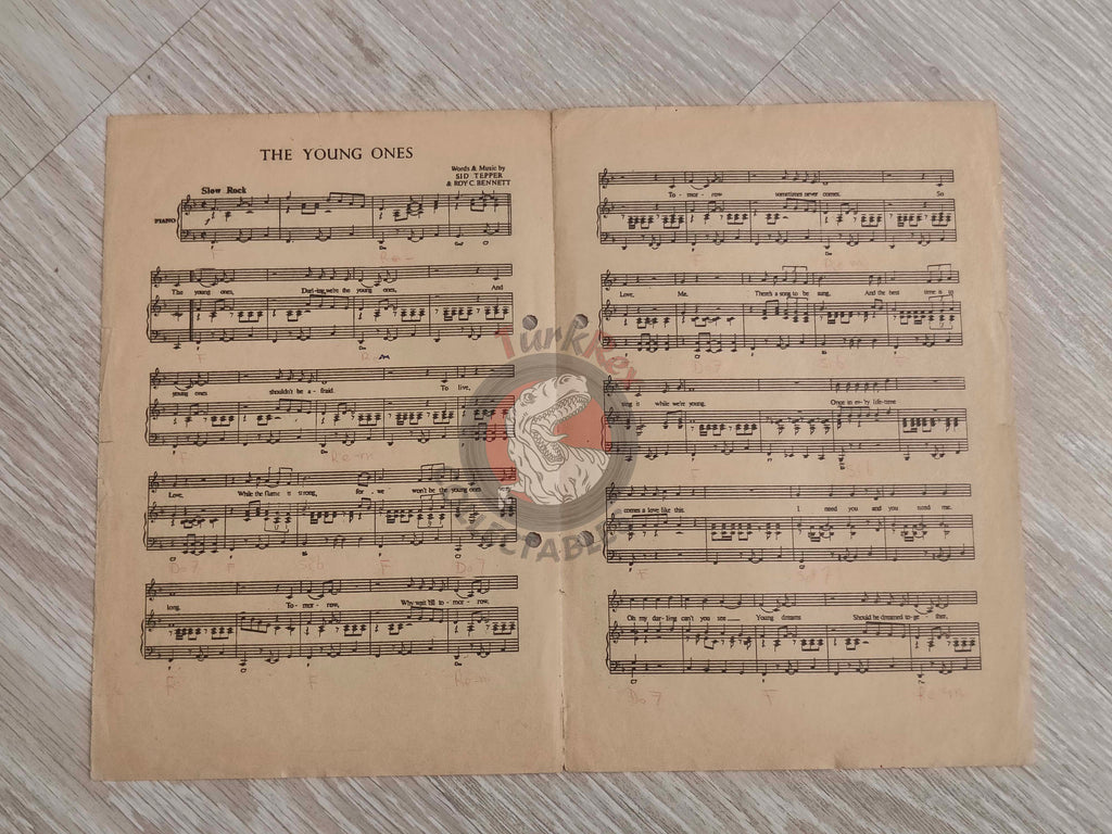 Cliff Richard & The Shadows – The Young Ones  Turkish Vintage Musical Notes Sheet Turkey