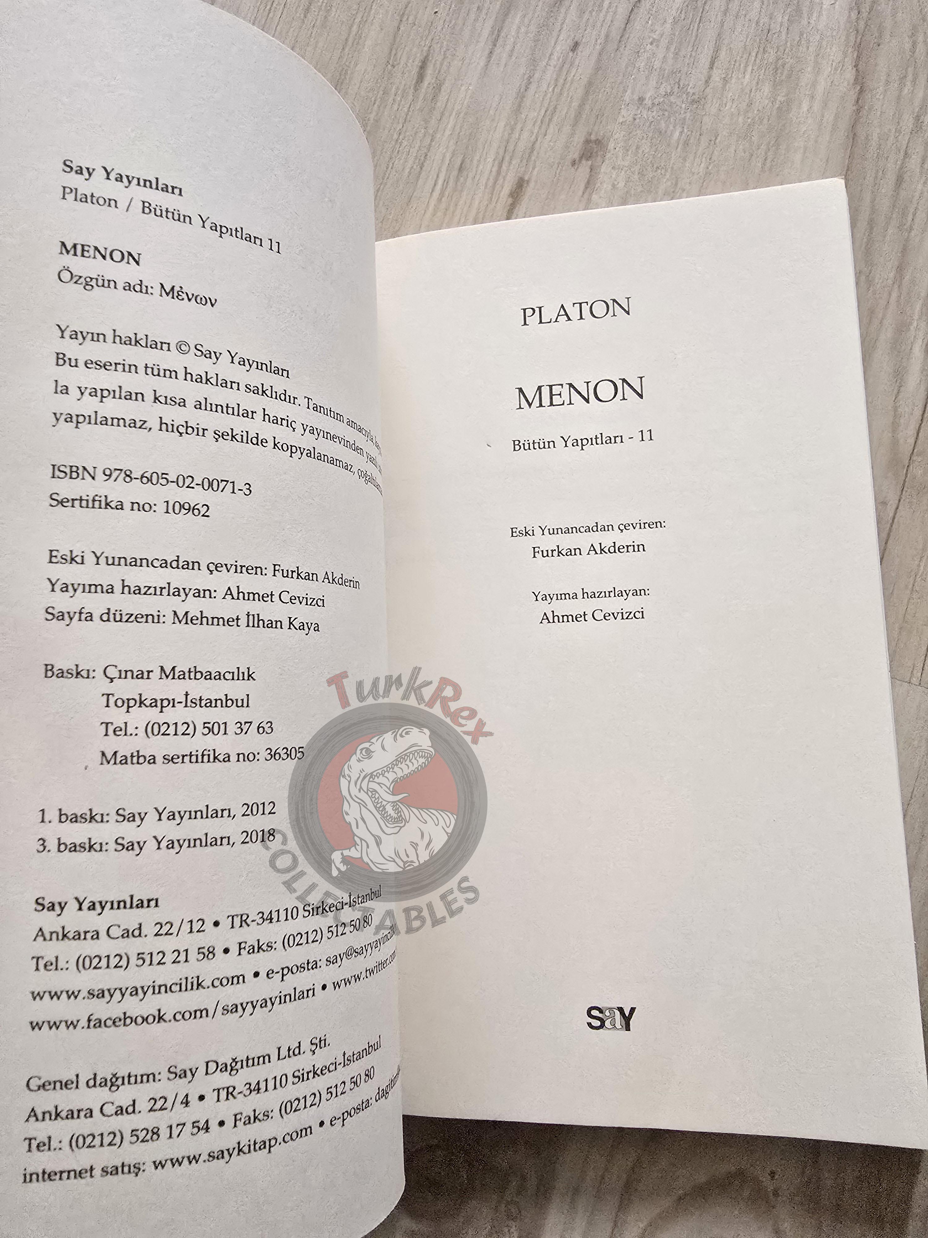 Plato – Meno 2018 Turkish Book Turkey