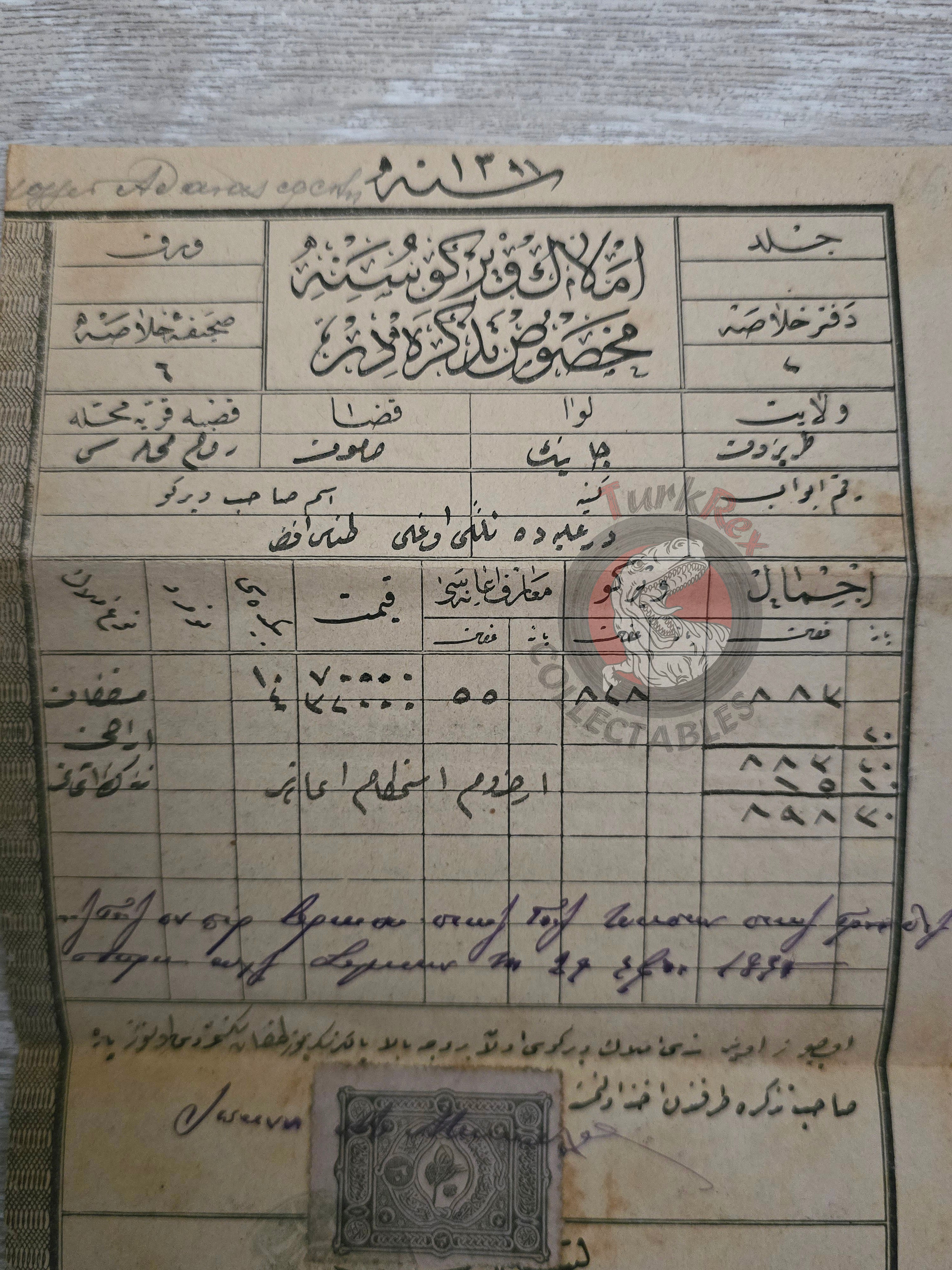 Ottoman Real Estate Tax Document 1895 Samsun Rum Quarter Greek Citizen 1