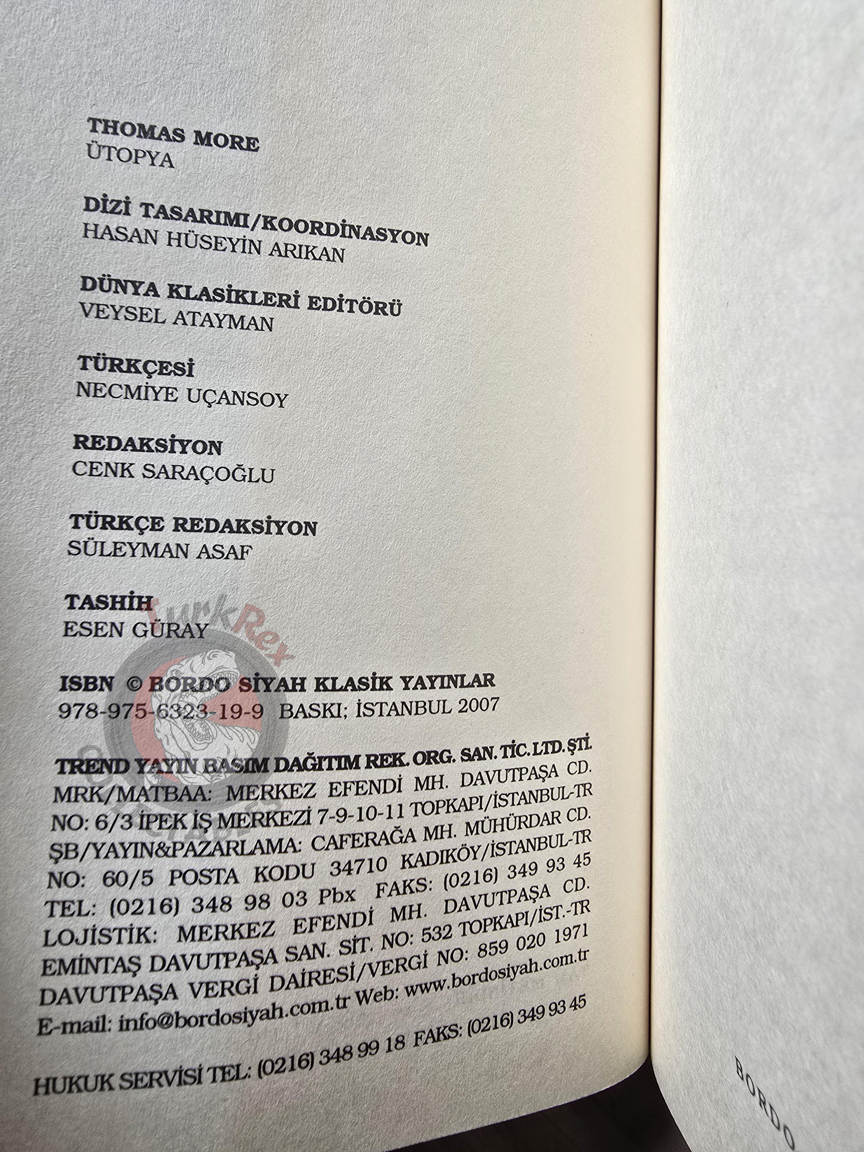 Thomas More – Utopia 2007 Turkish Book Turkey