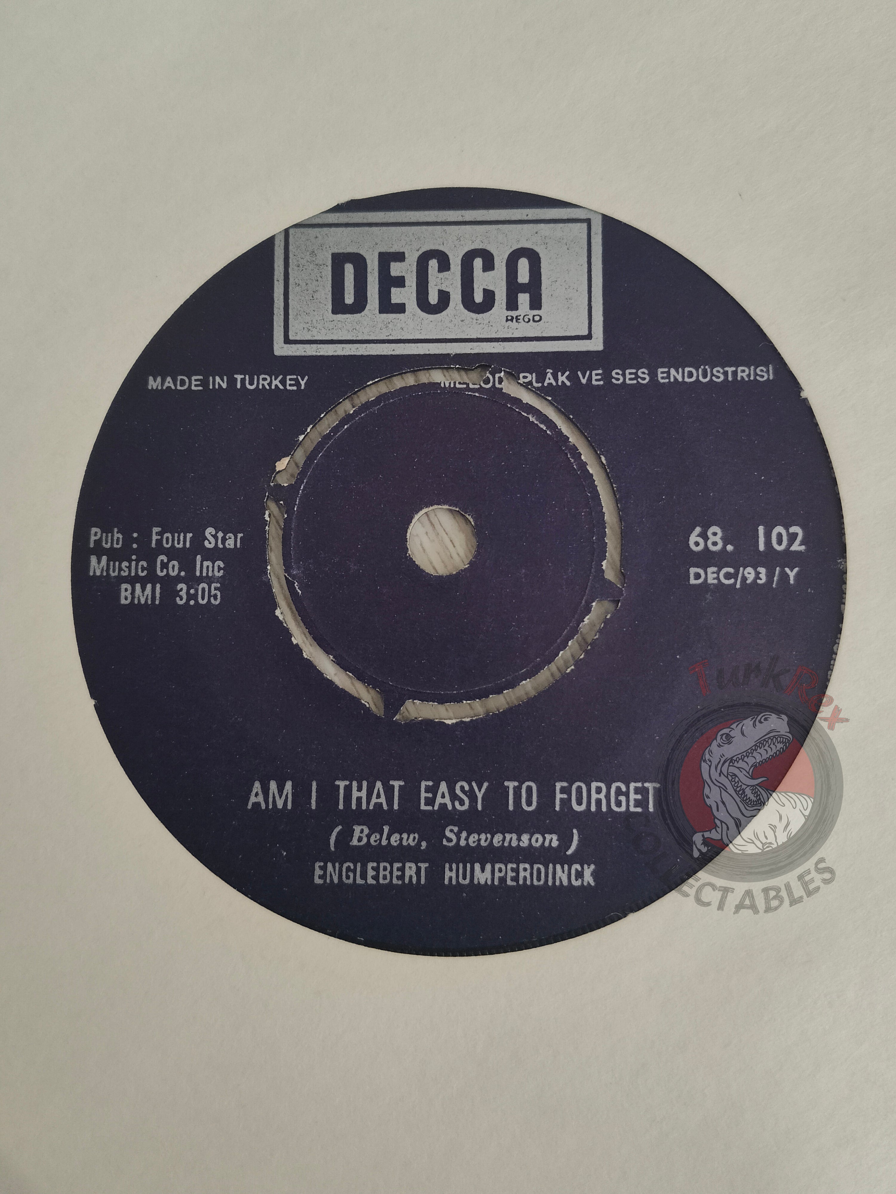 Engelbert Humperdinck – Am I That Easy To Forget 7" Turkish Pressing Vinyl Turkey Edition