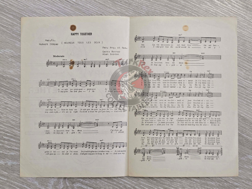 The Turtles – Happy Together Turkish Vintage Musical Notes Sheet Turkey